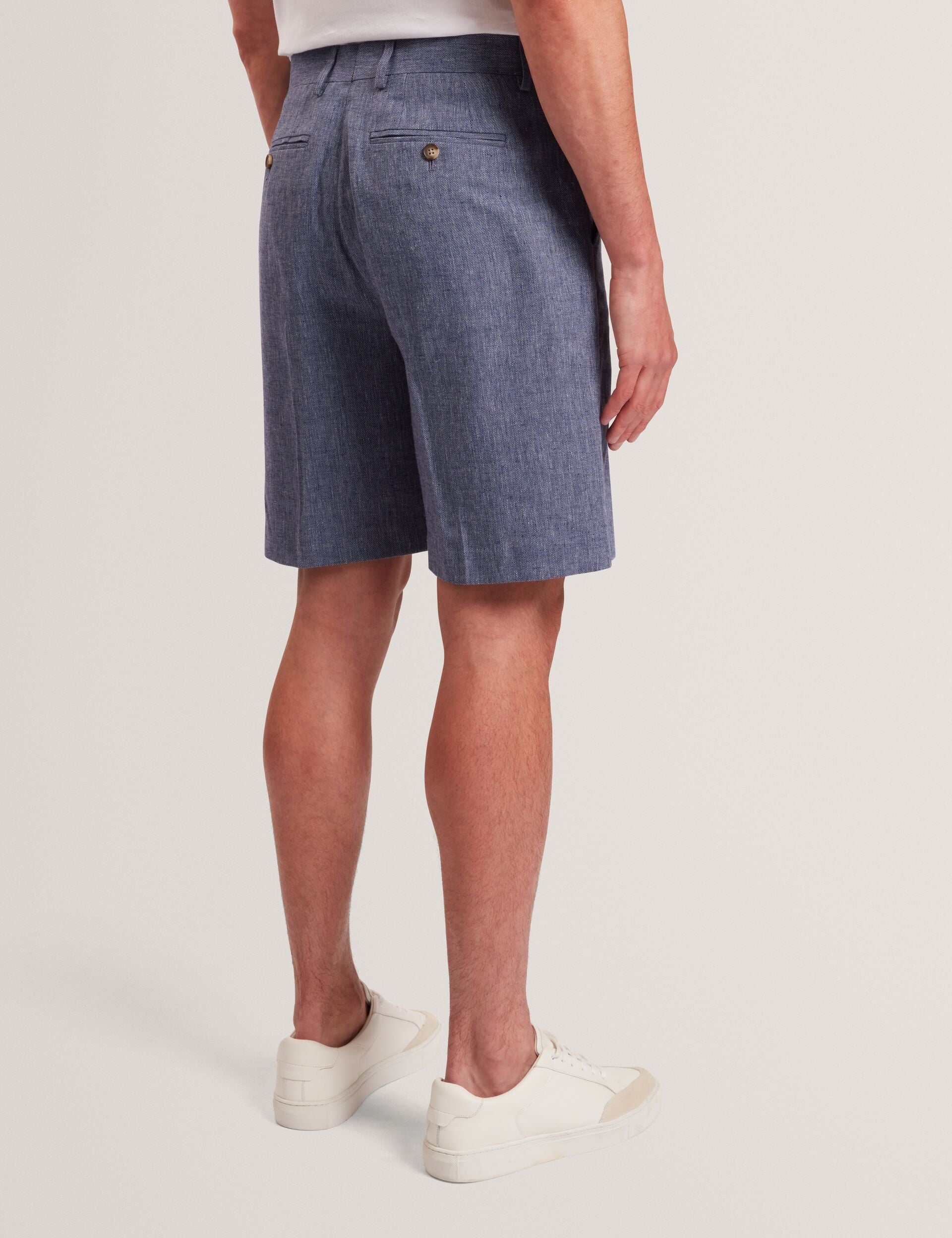 Ted Baker GIVRAN Slim Fit Linen Blend Tailored Shorts NAVY