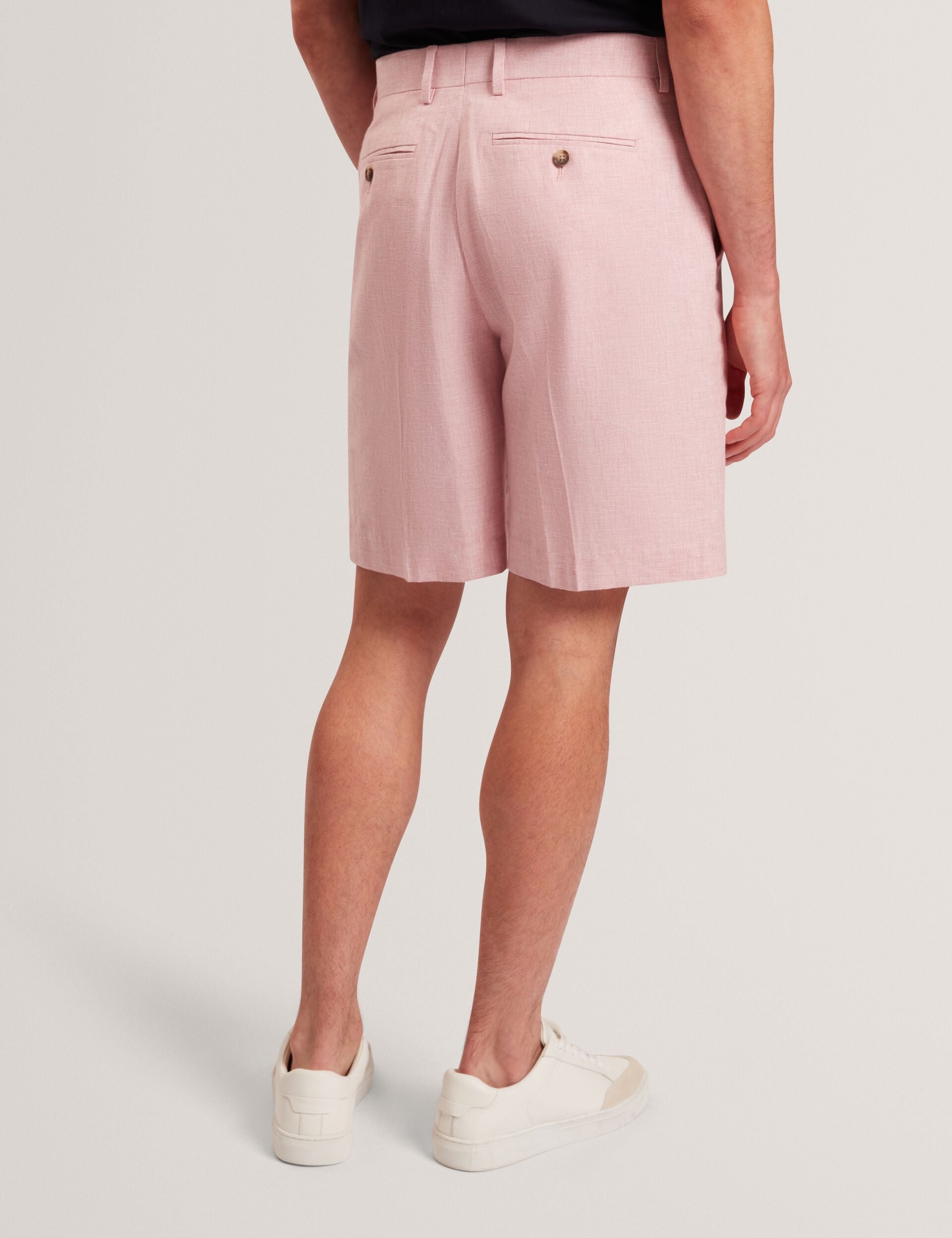 Ted Baker GIVRAN Slim Fit Linen Blend Tailored Shorts LIGHT PINK