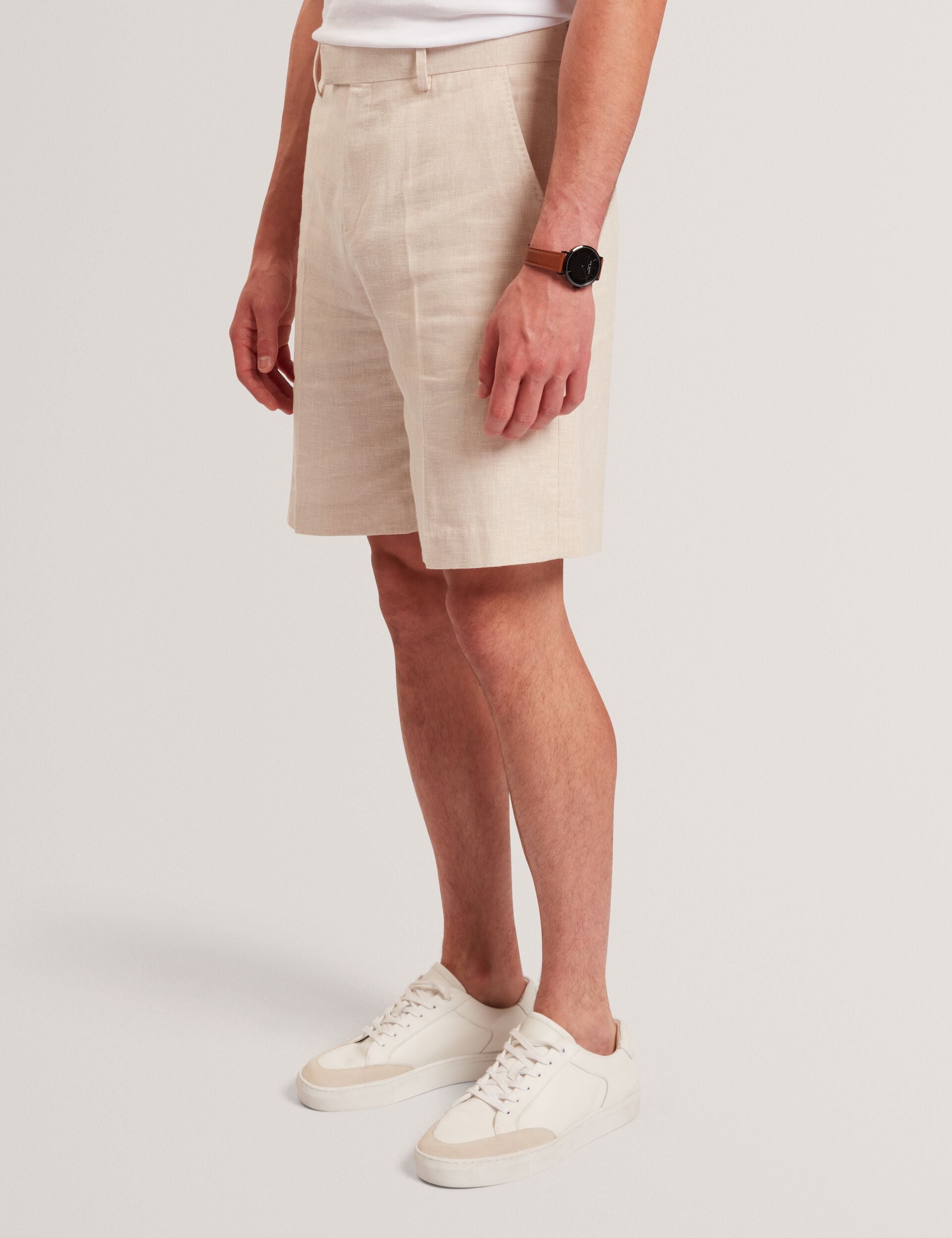 Ted Baker GIVRAN Slim Fit Linen Blend Tailored Shorts ECRU