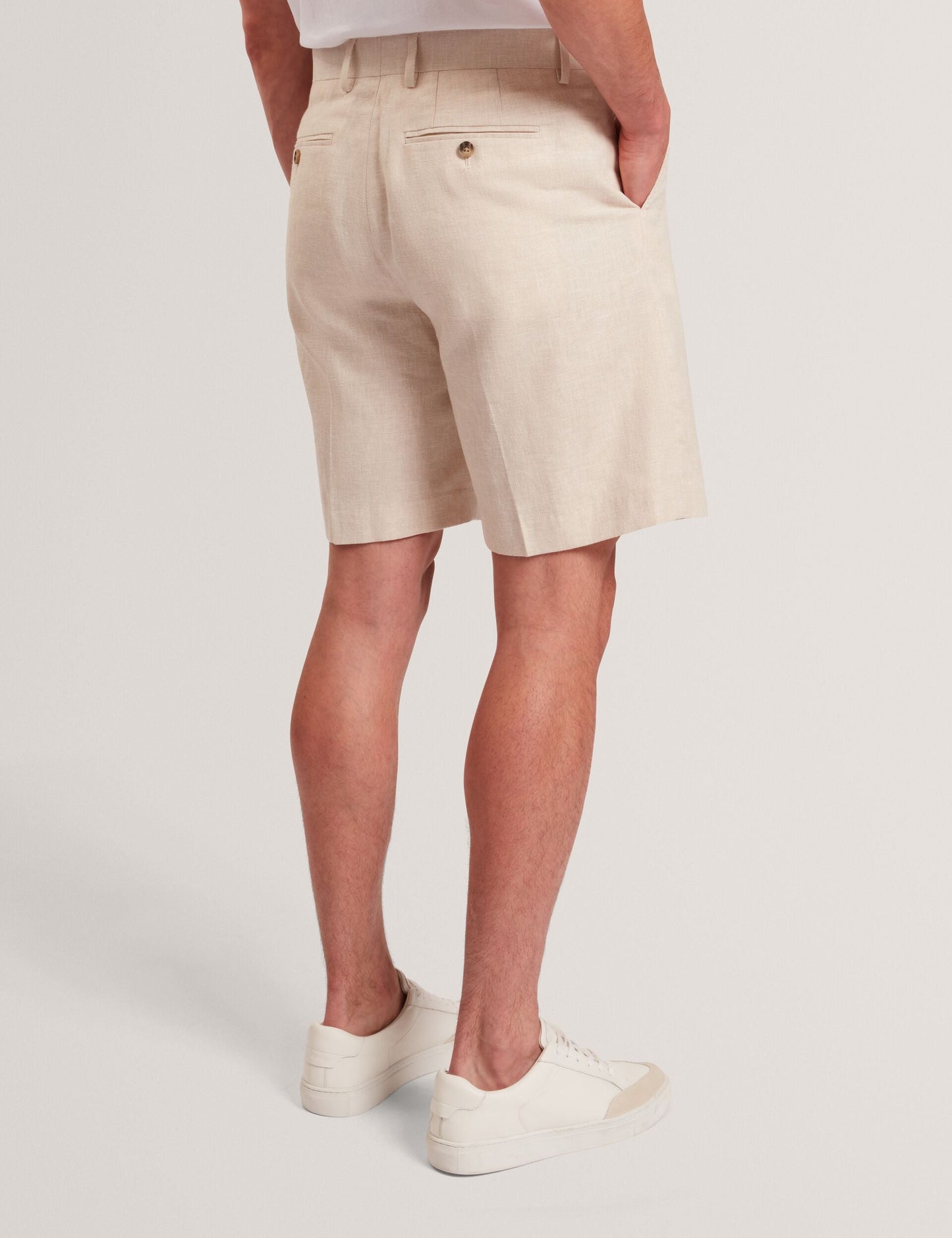 Ted Baker GIVRAN Slim Fit Linen Blend Tailored Shorts ECRU