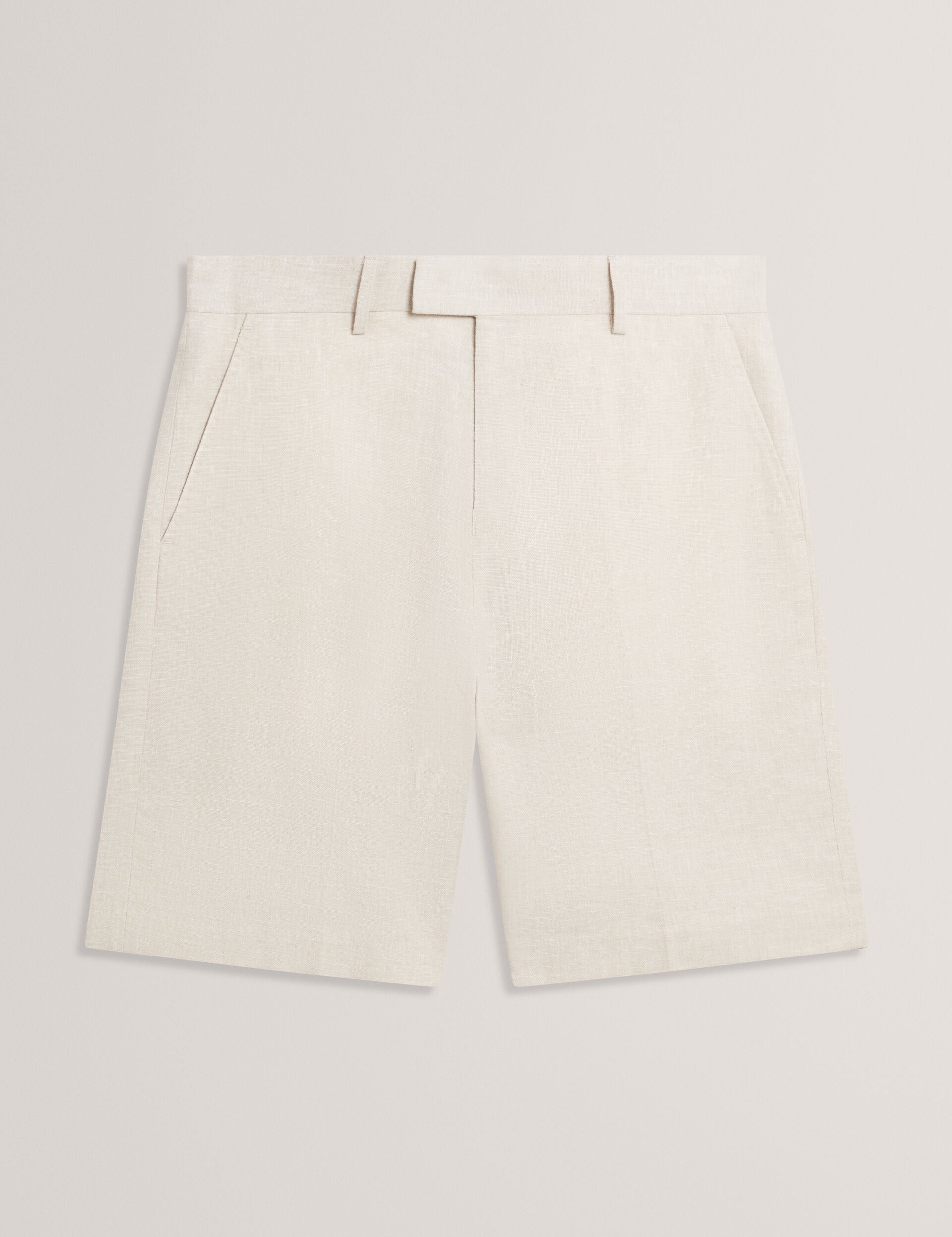 Ted Baker GIVRAN Slim Fit Linen Blend Tailored Shorts ECRU