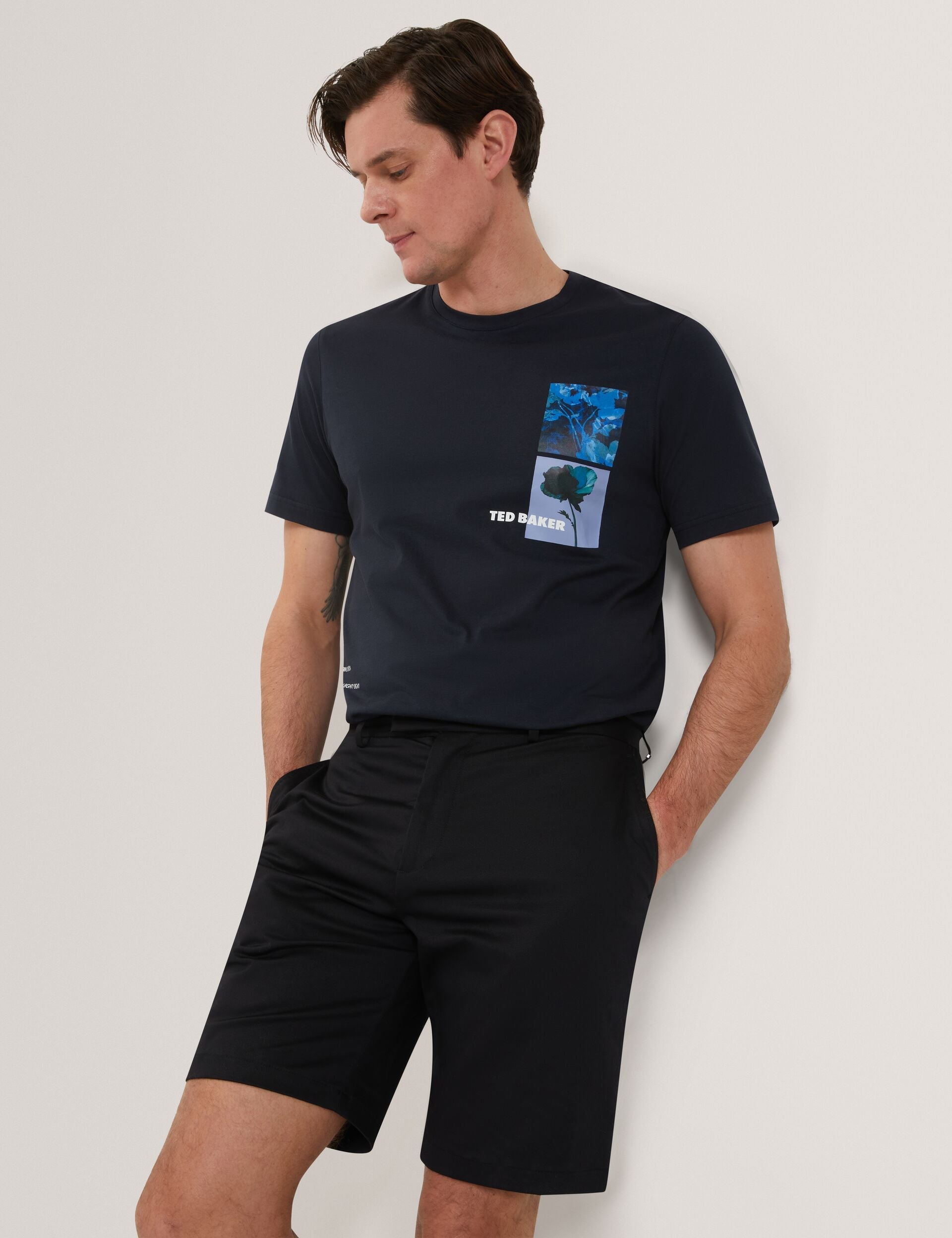 Ted Baker LOWETON Slim Leg Stretch Cotton Chino Shorts BLACK