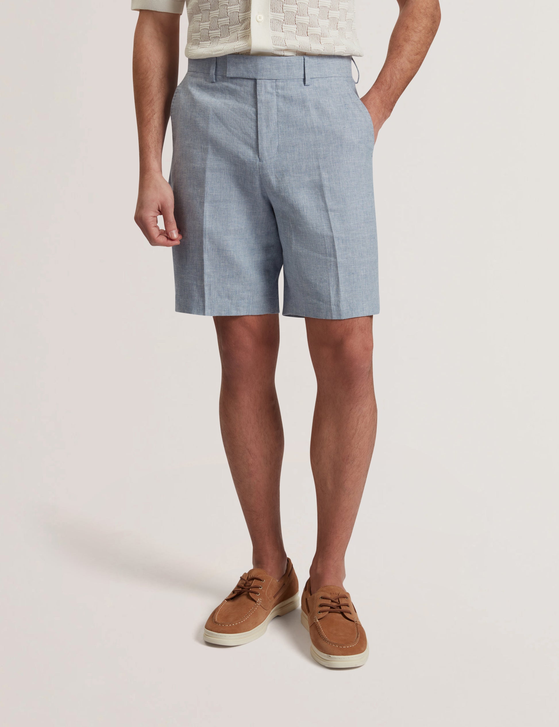 Ted Baker KENLEYS - Navy Linen Cotton Woven Tailored Shorts NAVY