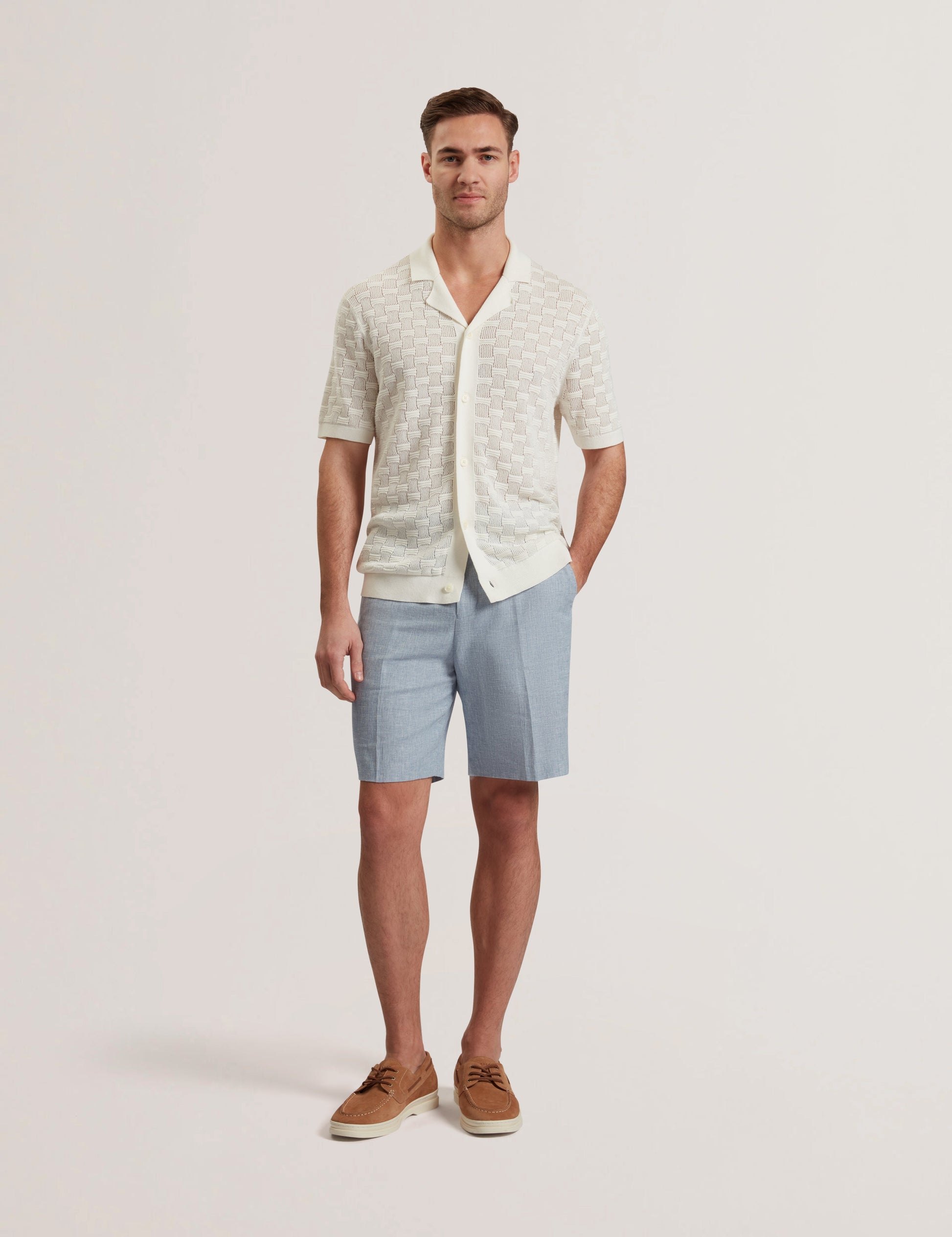 Ted Baker KENLEYS - Navy Linen Cotton Woven Tailored Shorts NAVY
