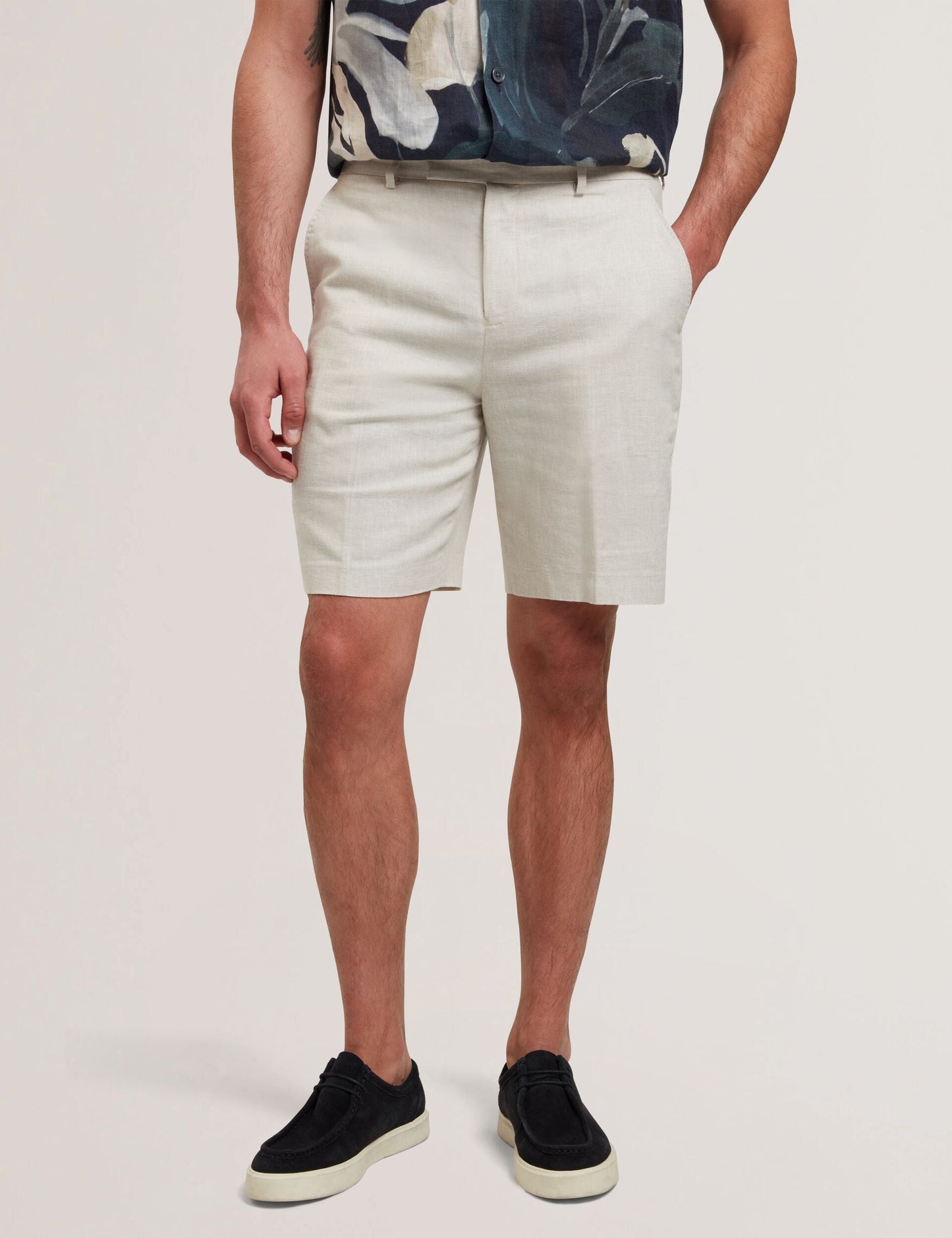 Ted Baker KENLEYS - Stone Linen Cotton Woven Tailored Shorts STONE