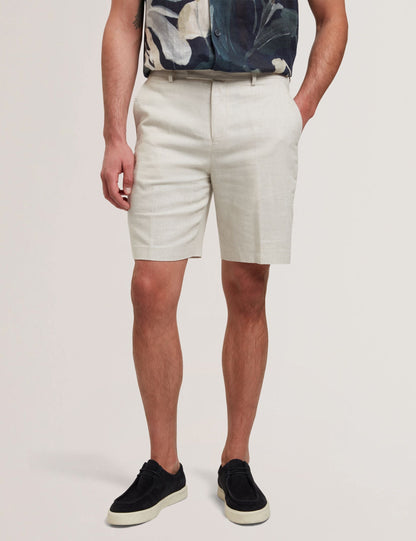 Ted Baker KENLEYS - Stone Linen Cotton Woven Tailored Shorts STONE