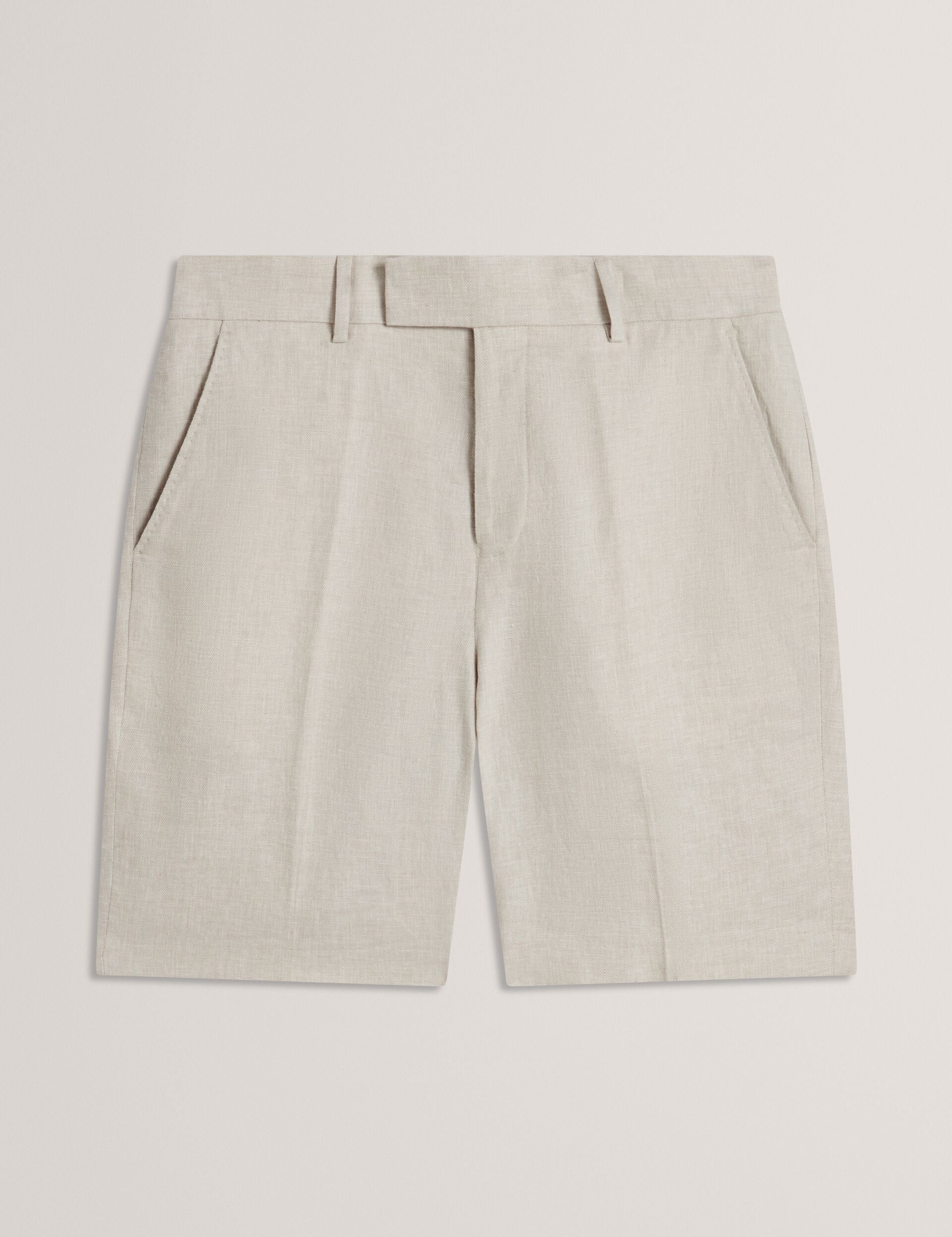 Ted Baker KENLEYS - Stone Linen Cotton Woven Tailored Shorts STONE