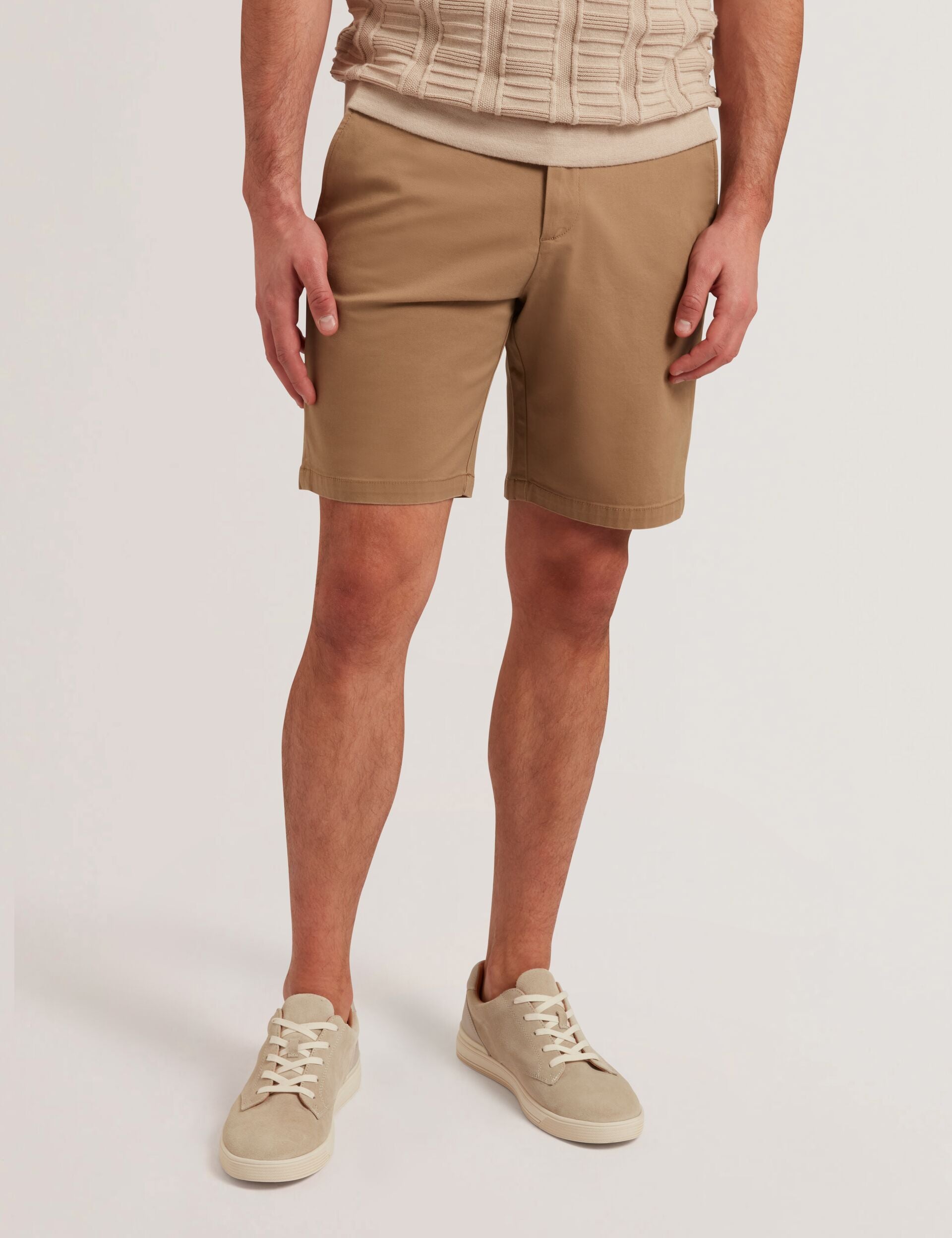 Ted Baker BARNHAM - Regular Fit Cotton Blend Chino Shorts TAN