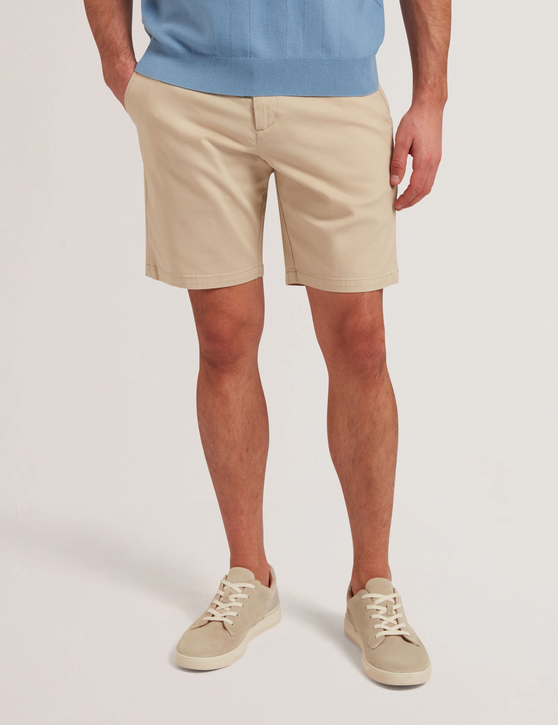 Ted Baker BARNHAM - Stone Cotton Blend Chino Shorts STONE
