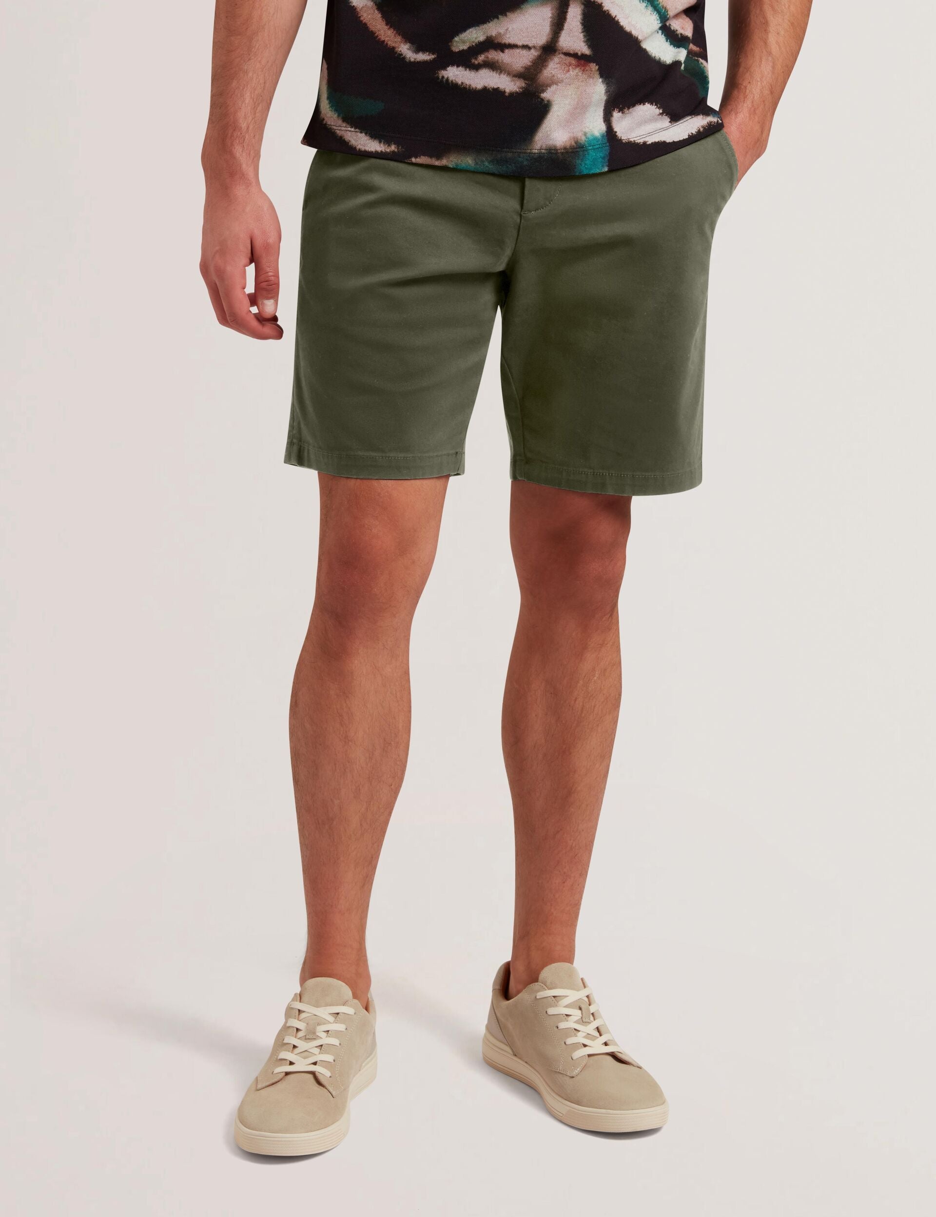 Ted Baker BARNHAM - Khaki Cotton Blend Chino Shorts KHAKI