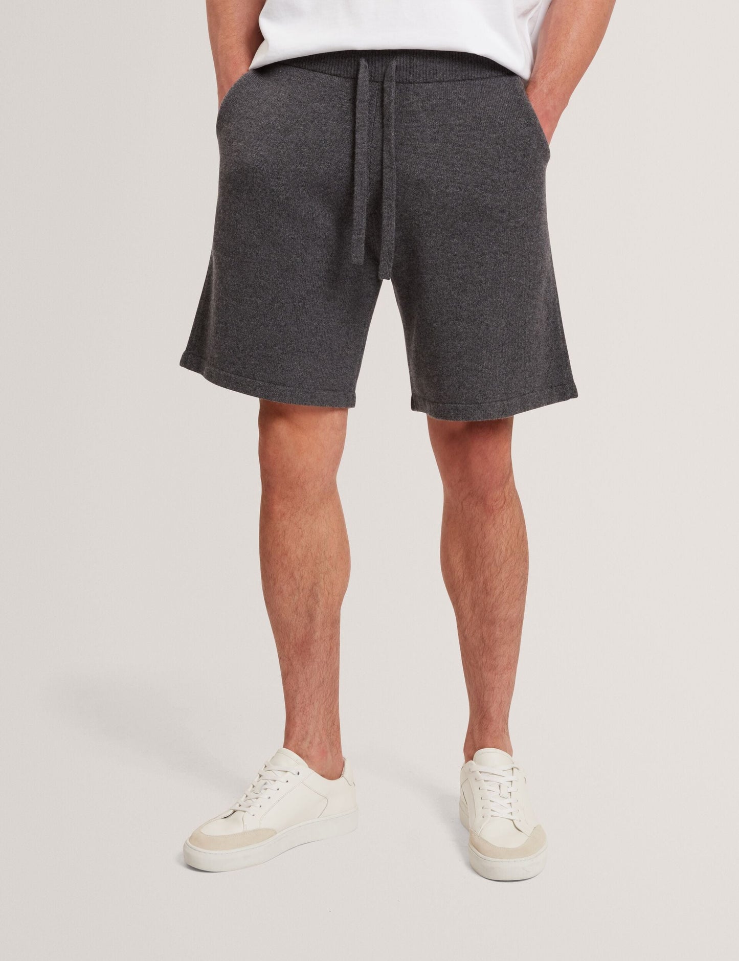 Ted Baker OWAINE Wool Knit Straight Leg Shorts CHARCOAL