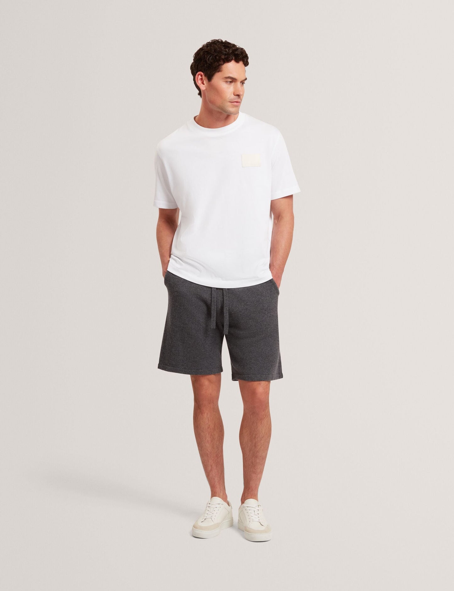 Ted Baker OWAINE Wool Knit Straight Leg Shorts CHARCOAL