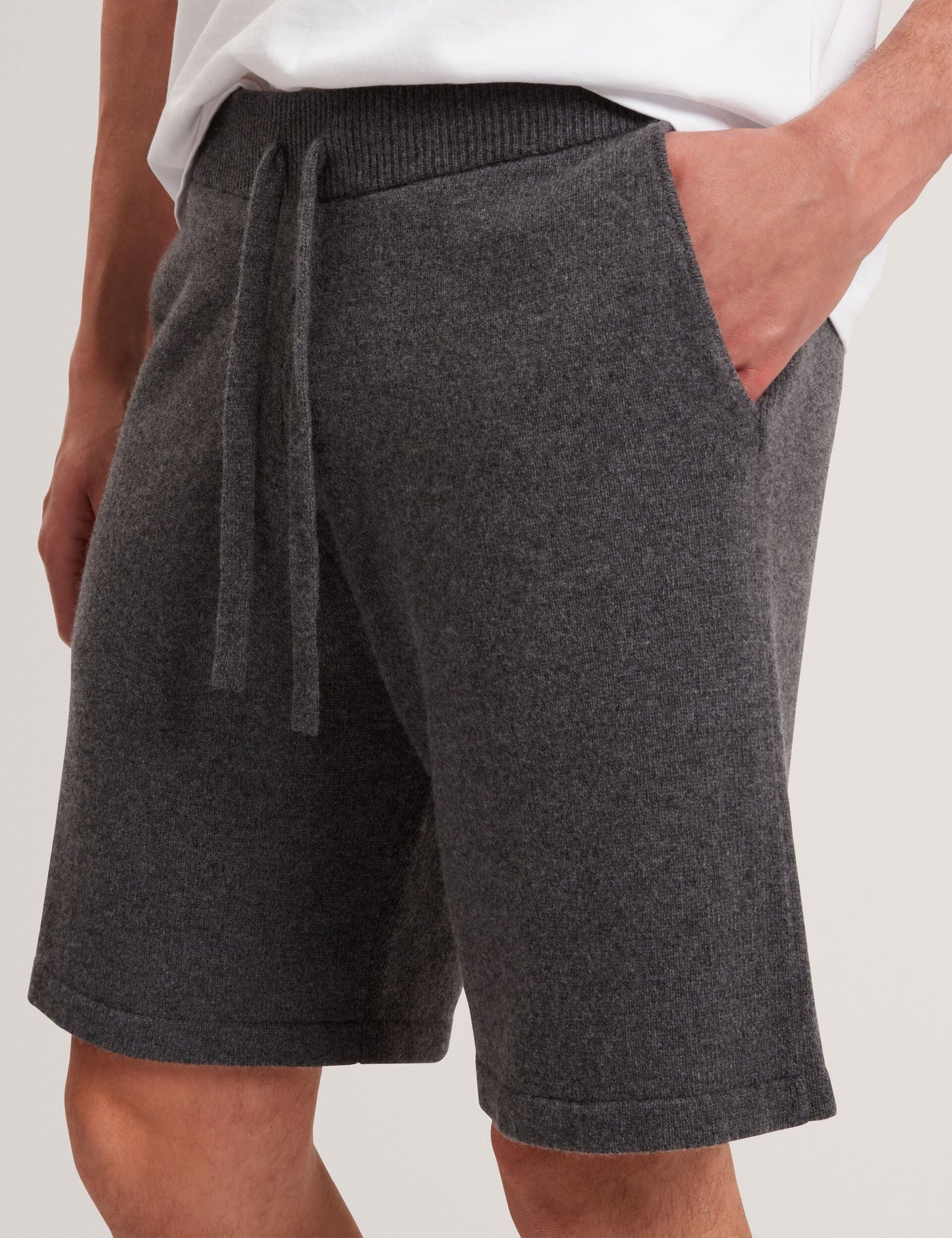 Ted Baker OWAINE Wool Knit Straight Leg Shorts CHARCOAL