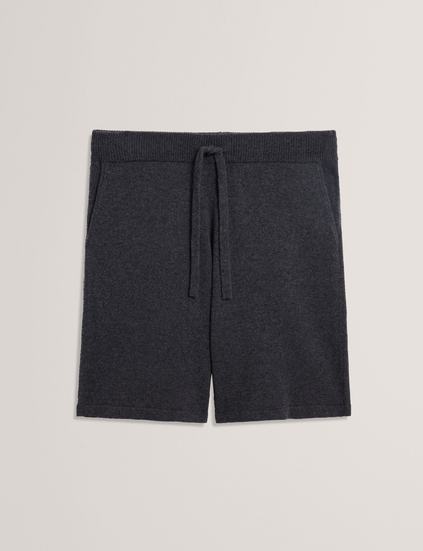 Ted Baker OWAINE Wool Knit Straight Leg Shorts CHARCOAL