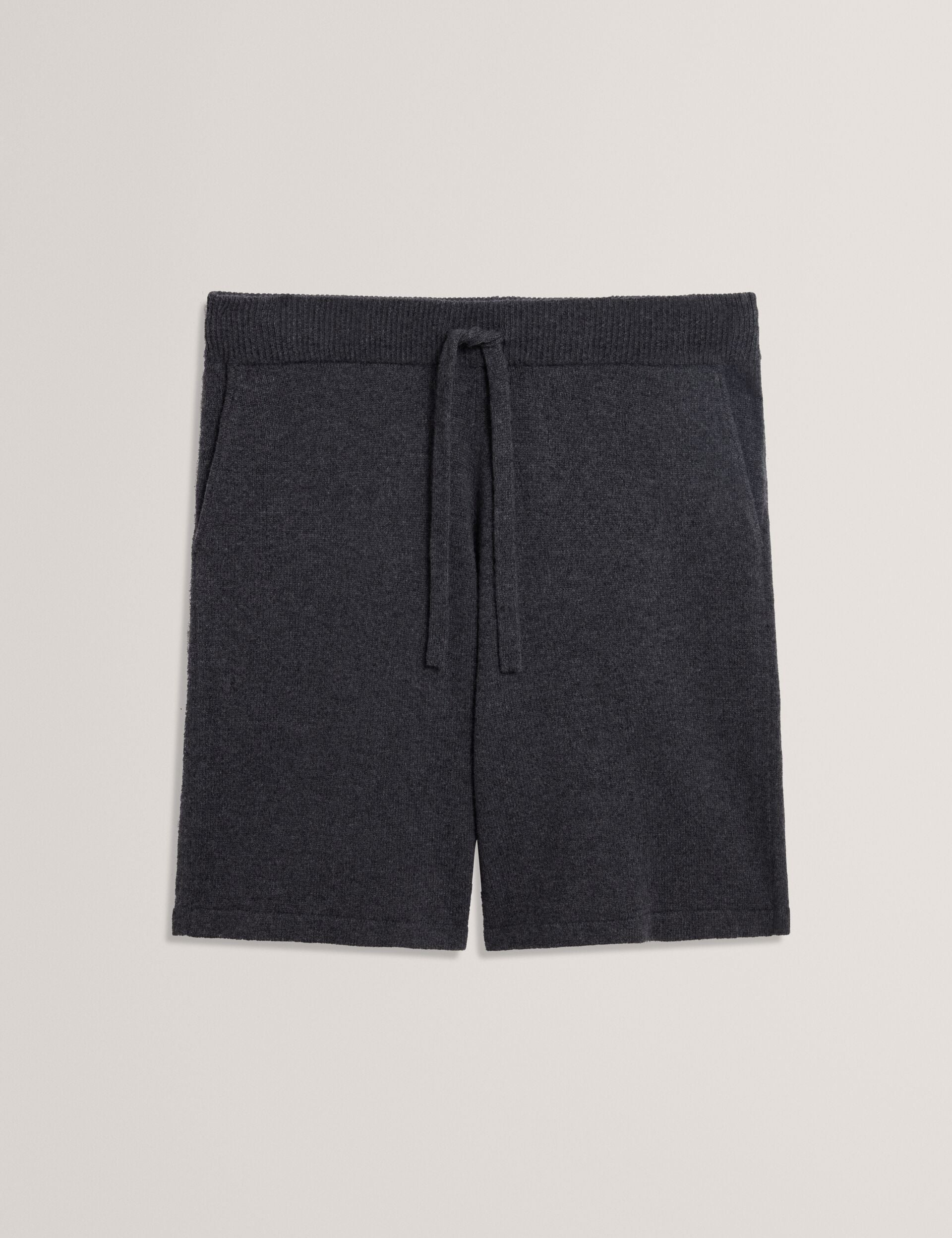 Ted Baker OWAINE Wool Knit Straight Leg Shorts CHARCOAL
