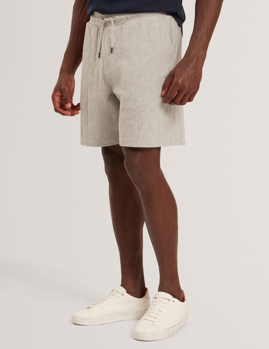 Ted Baker CORWIAS Cable Texture Pull-On Relaxed Shorts LIGHT GREY