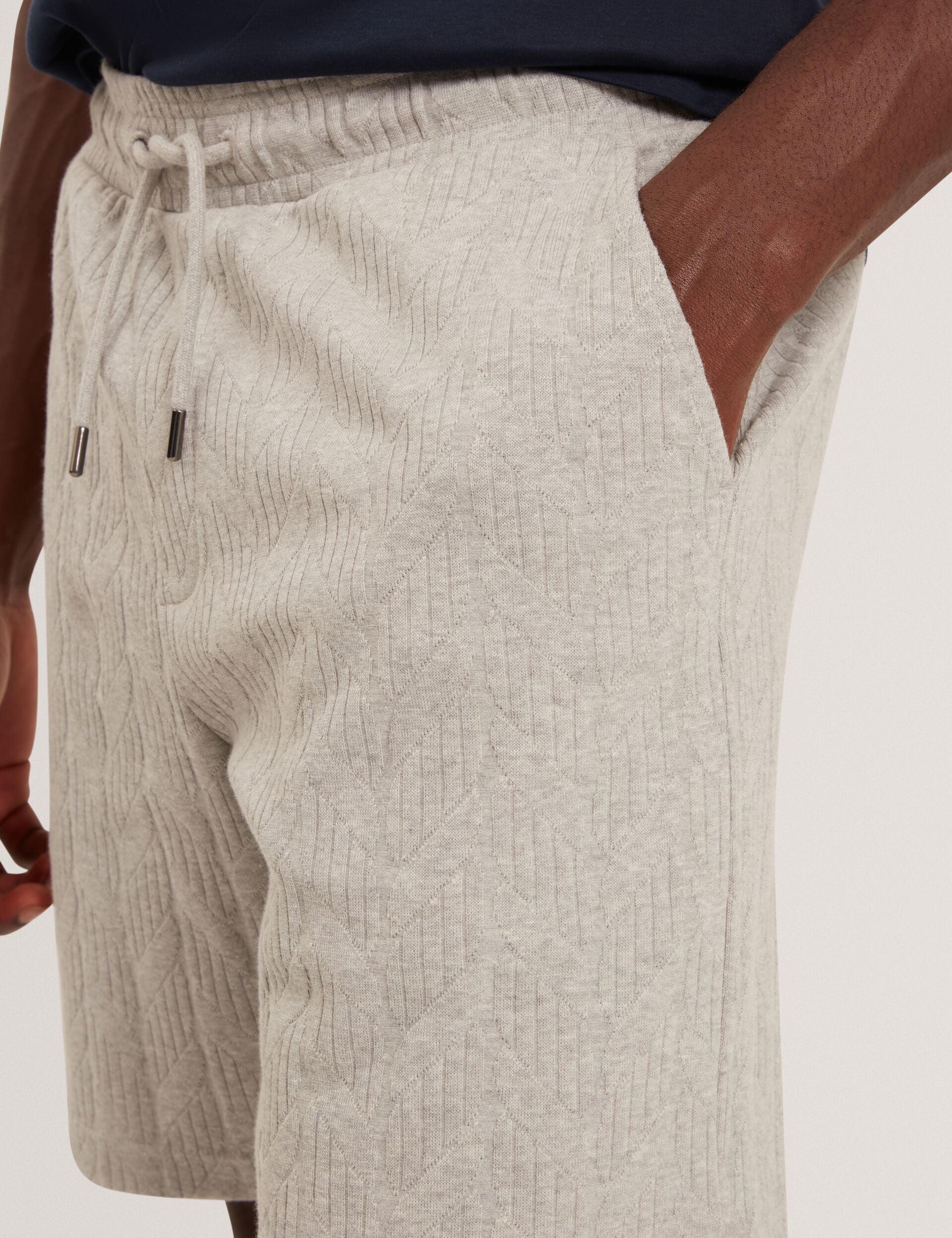 Ted Baker CORWIAS Cable Texture Pull-On Relaxed Shorts LIGHT GREY