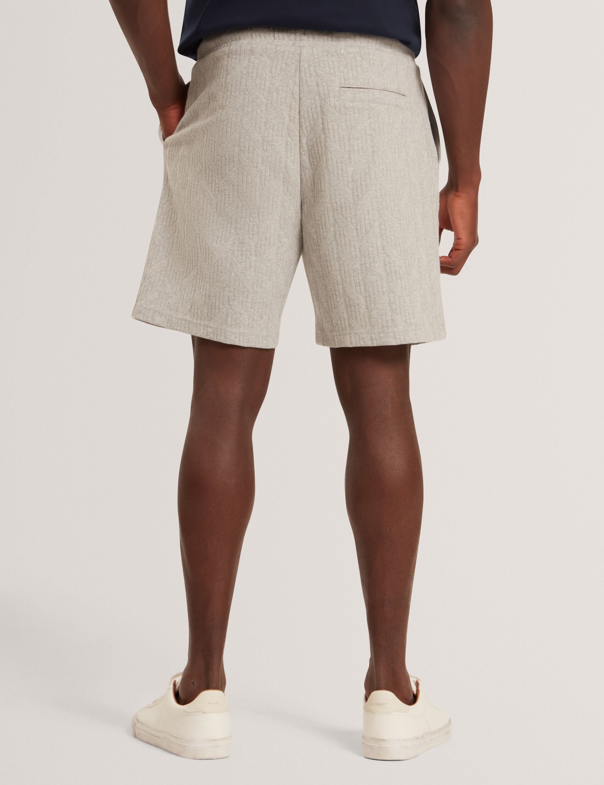 Ted Baker CORWIAS Cable Texture Pull-On Relaxed Shorts LIGHT GREY