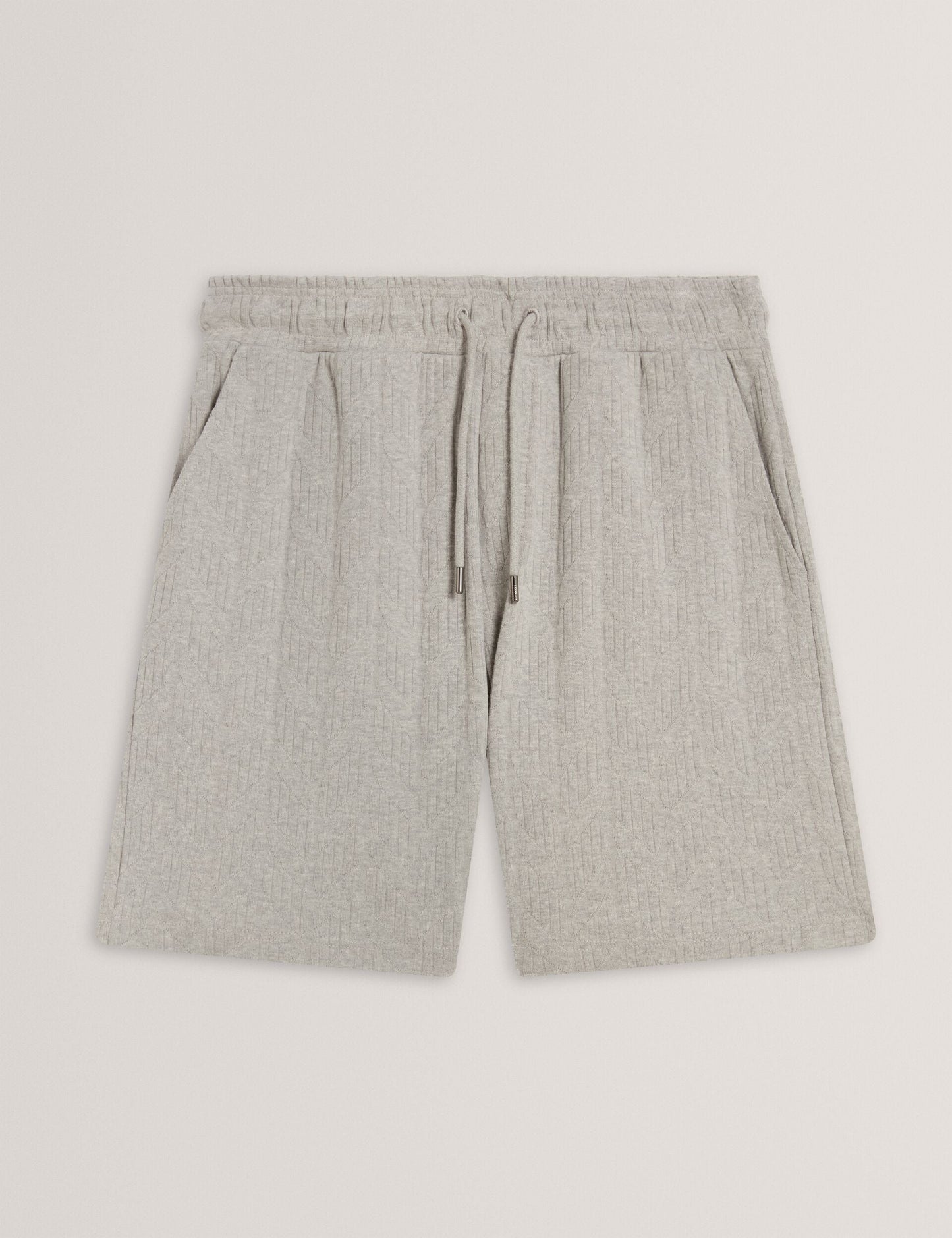 Ted Baker CORWIAS Cable Texture Pull-On Relaxed Shorts LIGHT GREY