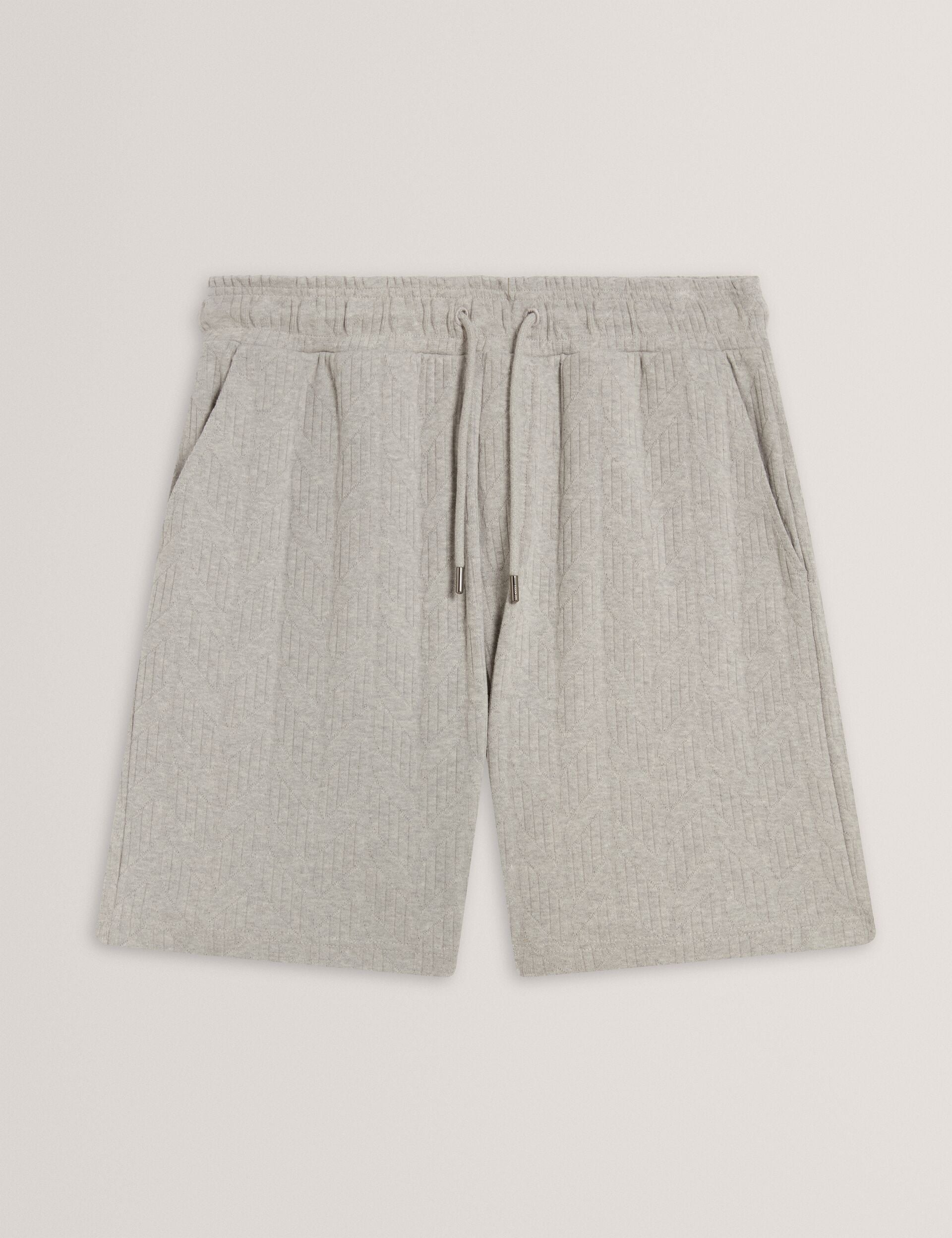 Ted Baker CORWIAS Cable Texture Pull-On Relaxed Shorts LIGHT GREY