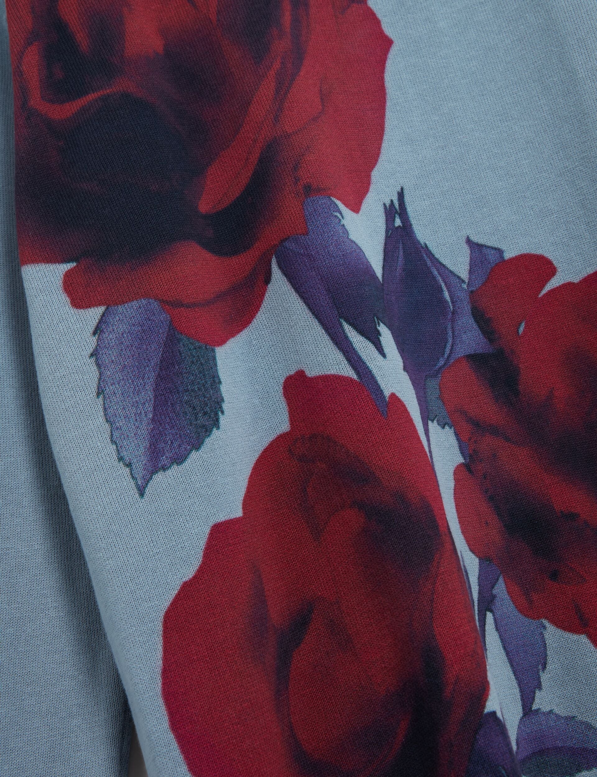 Ted Baker THALIO Rose Graphic Fine Knit Crew Neck Jumper TEAL BLUE