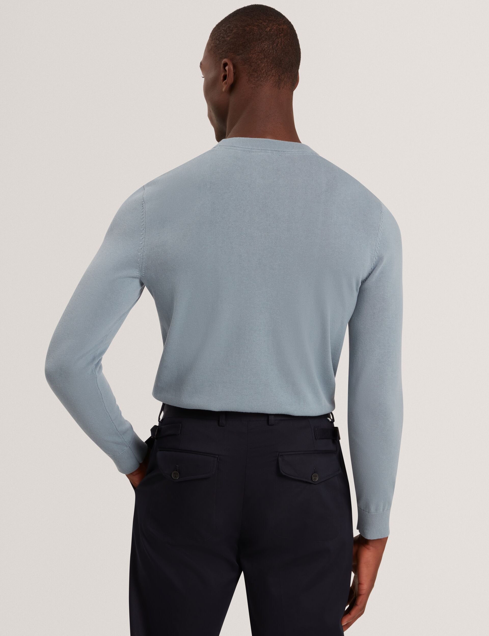 Ted Baker THALIO Rose Graphic Fine Knit Crew Neck Jumper TEAL BLUE