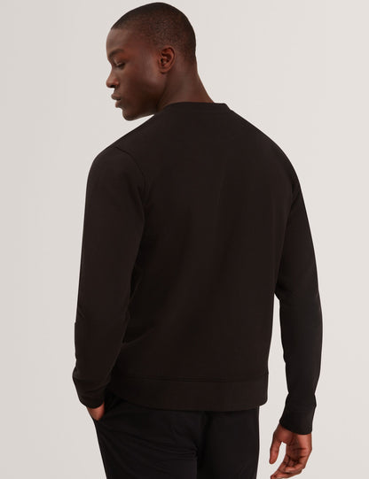 Ted Baker ATBOX Logo Patch Cotton Crew Neck Sweatshirt BLACK
