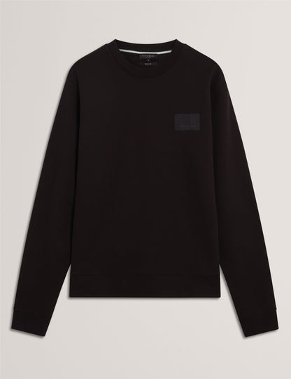 Ted Baker ATBOX Logo Patch Cotton Crew Neck Sweatshirt BLACK