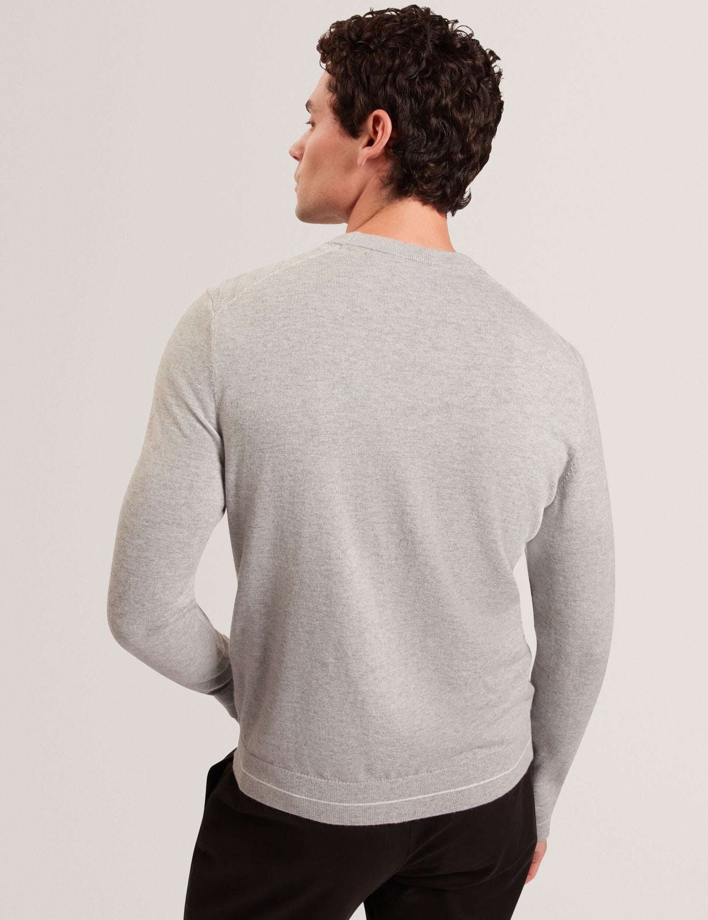 Ted Baker CORBIN Chevron Texture Knit Crew Neck Sweater LIGHT GREY