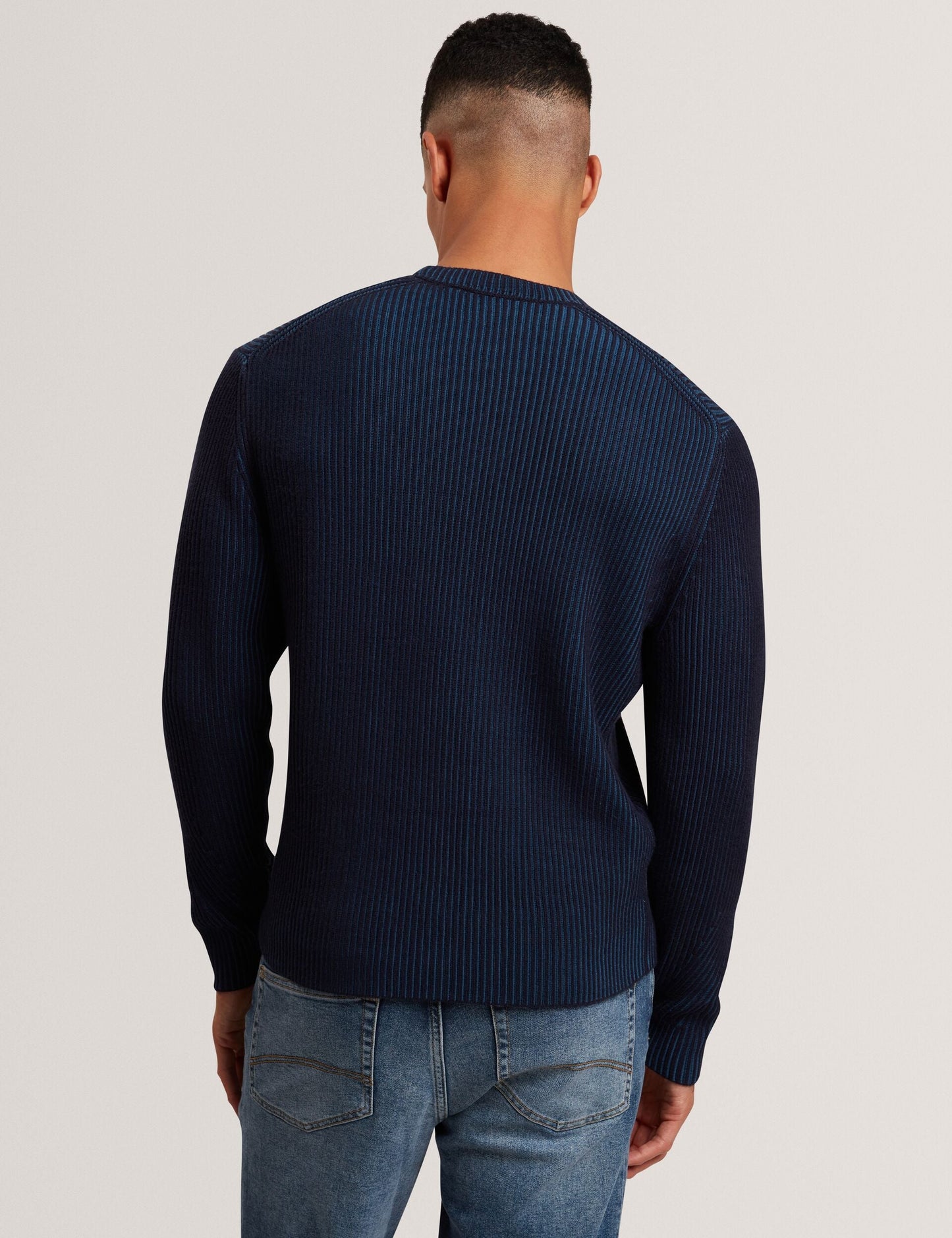 Ted Baker TIMMNO Plated Rib Knit Crew Neck Sweater NAVY