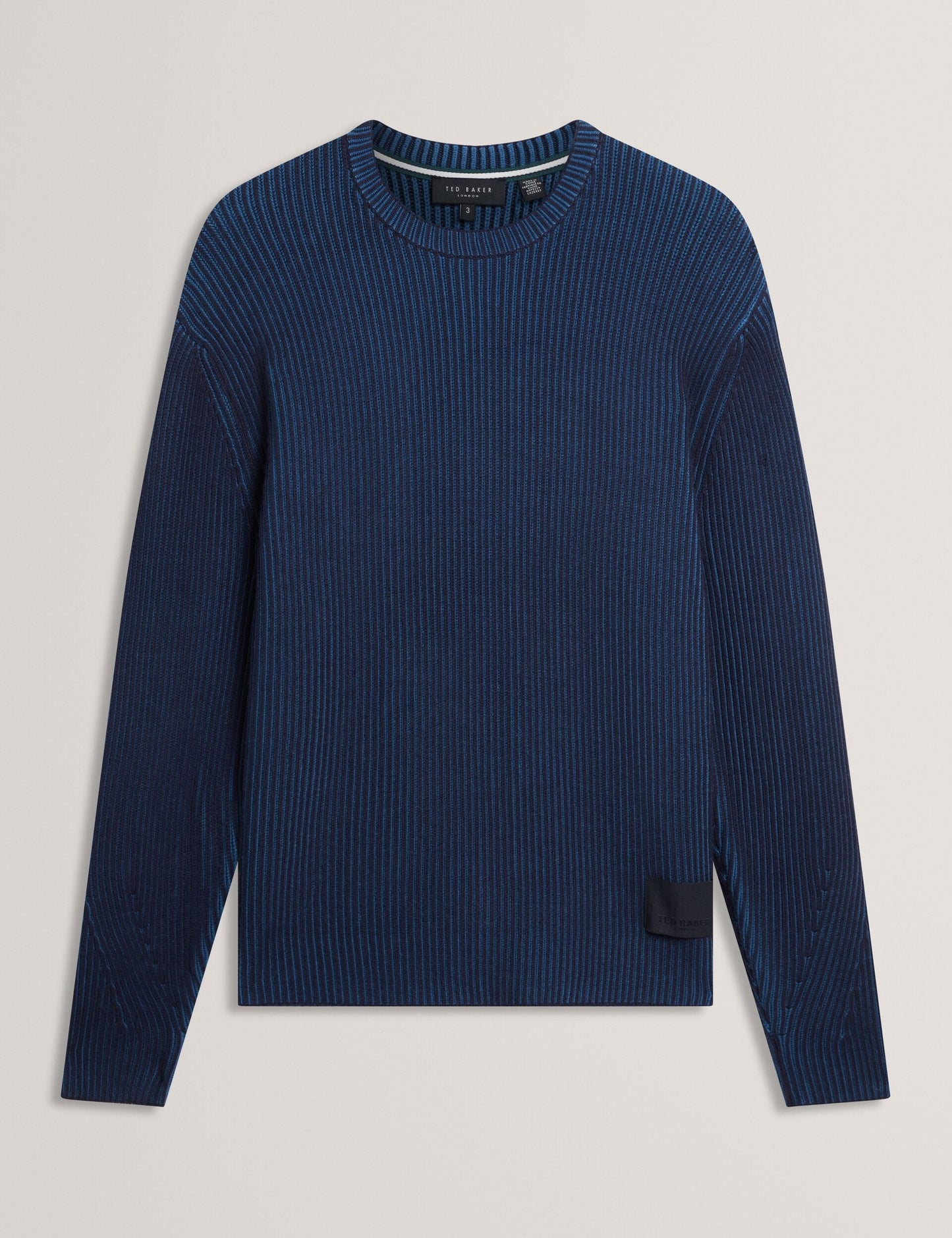Ted Baker TIMMNO Plated Rib Knit Crew Neck Sweater NAVY