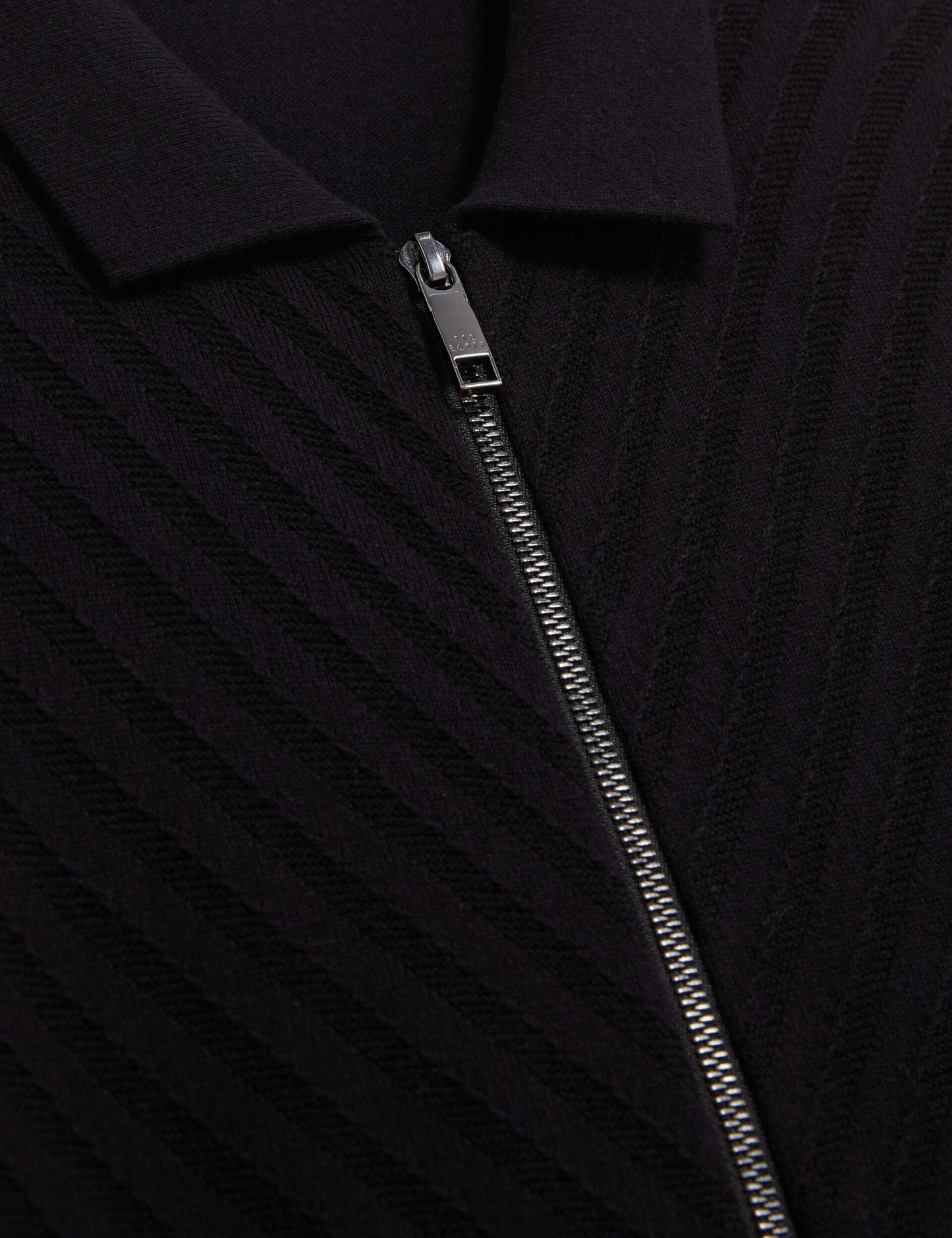 Ted Baker LYSAND Chevron Stitch Zip-Up Wool Knit Cardigan BLACK