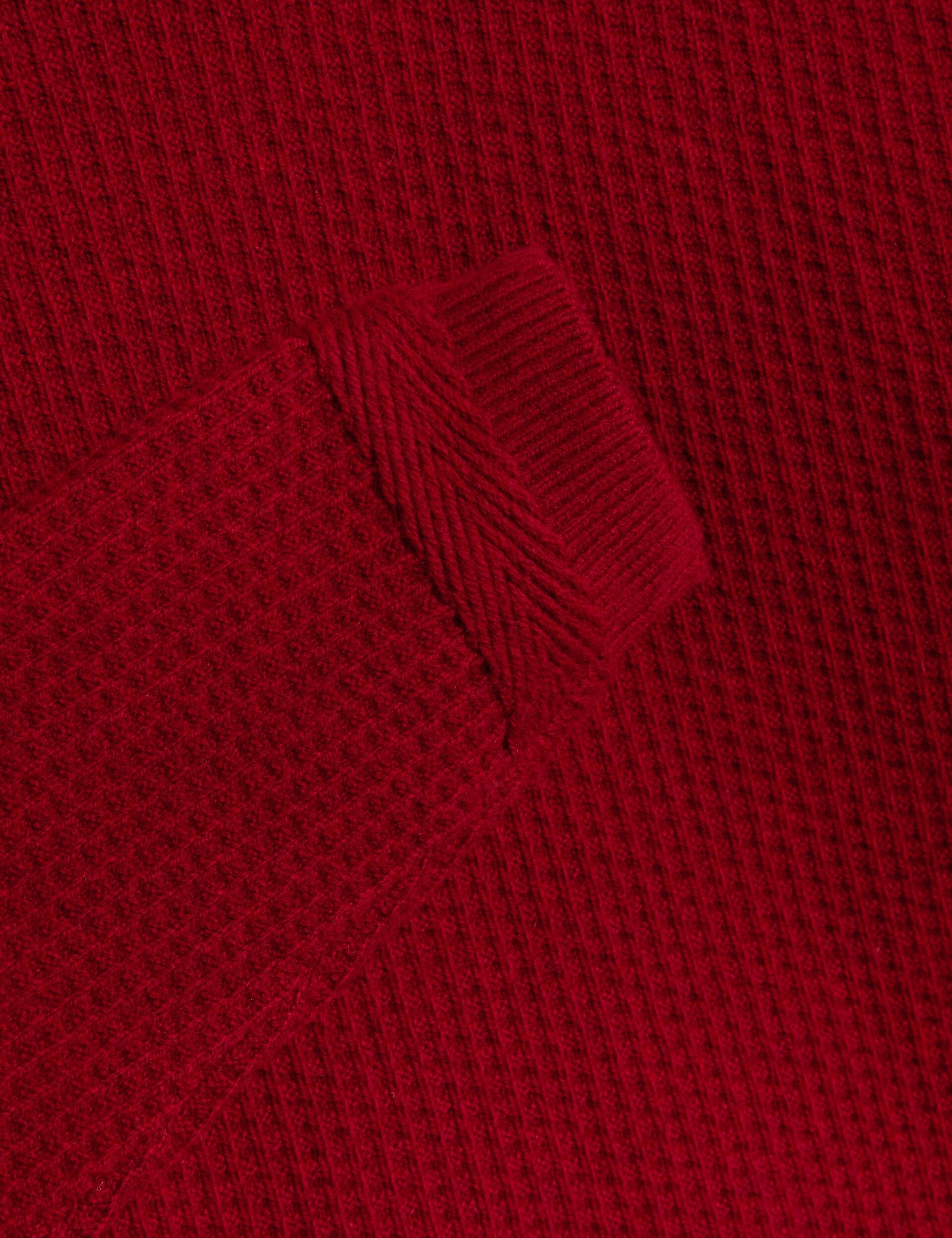 Ted Baker LEOCADI Herringbone Trim Textured Knit Sweater RED