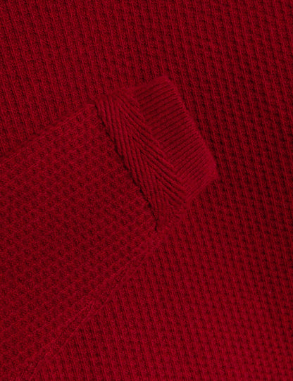 Ted Baker LEOCADI Herringbone Trim Textured Knit Sweater RED