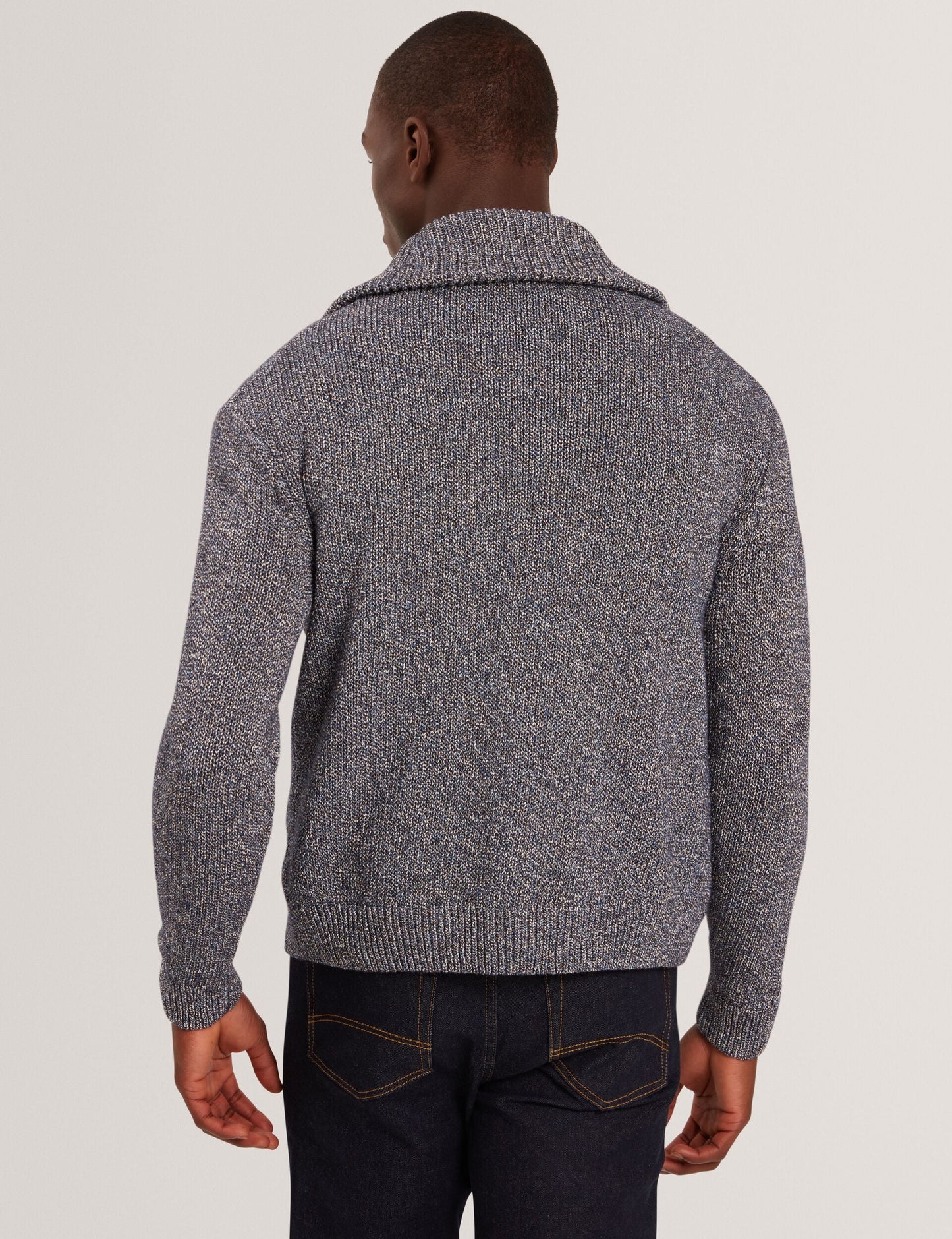 Ted Baker VARINK Twisted Yarn Knit Zip-Through Jumper NAVY GREY