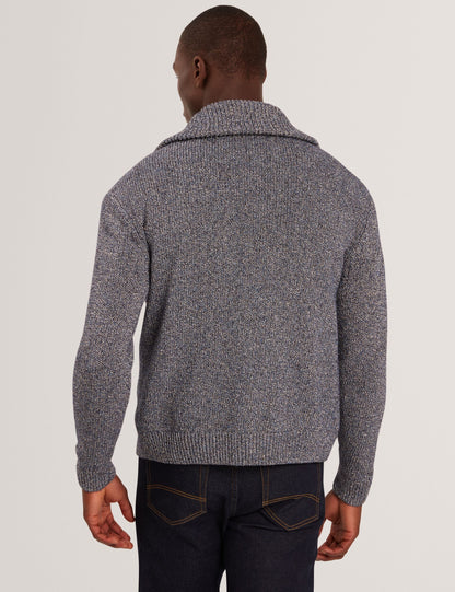 Ted Baker VARINK Twisted Yarn Knit Zip-Through Jumper NAVY GREY