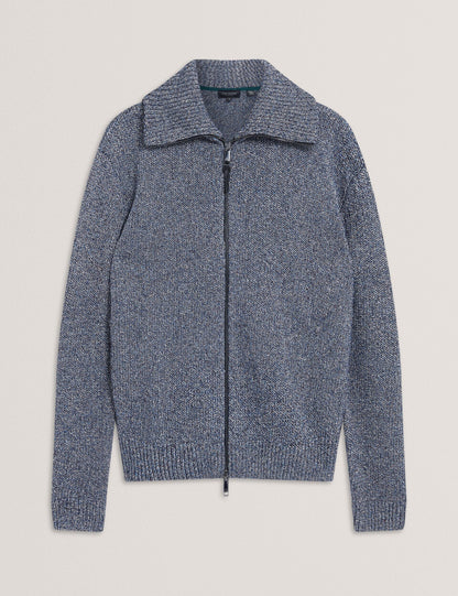 Ted Baker VARINK Twisted Yarn Knit Zip-Through Jumper NAVY GREY