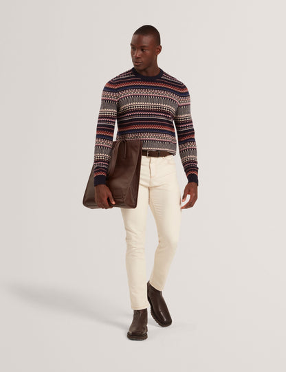 Ted Baker AMARAT Fair Isle Crew Neck Wool Sweater MULTICOLOUR