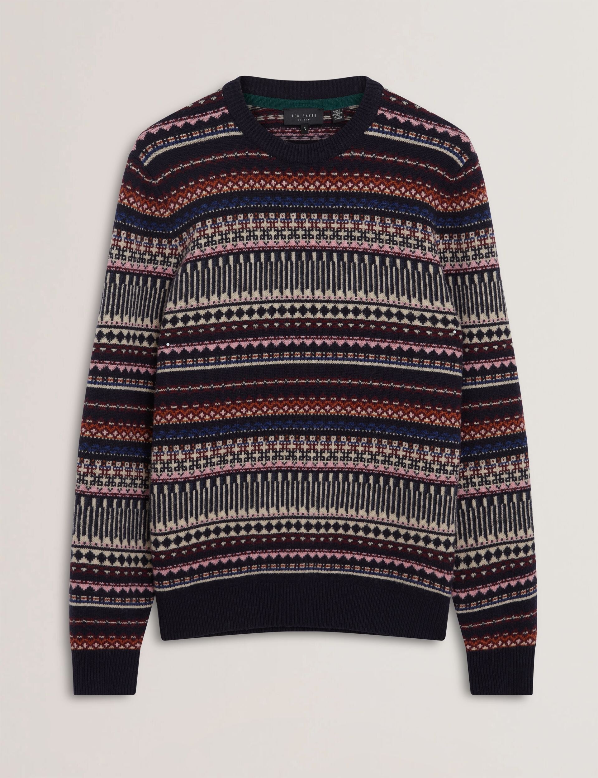 Ted Baker AMARAT Fair Isle Crew Neck Wool Sweater MULTICOLOUR