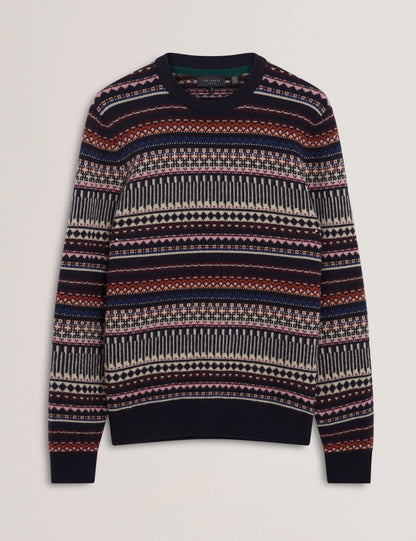 Ted Baker AMARAT Fair Isle Crew Neck Wool Sweater MULTICOLOUR