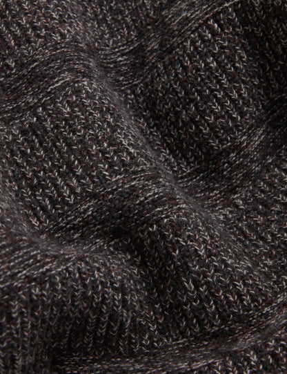 Ted Baker MORVEN Marled Wool Knit Crew Neck Sweater DARK BROWN