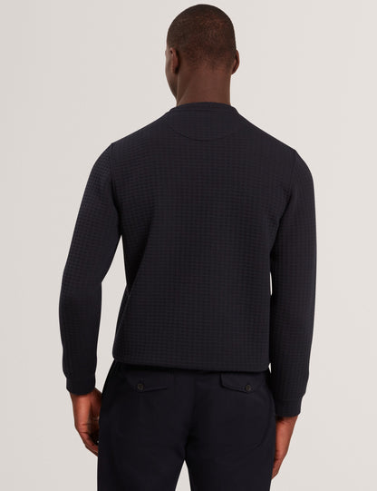 Ted Baker ORLAITE Waffle Knit Crew Neck Sweatshirt NAVY