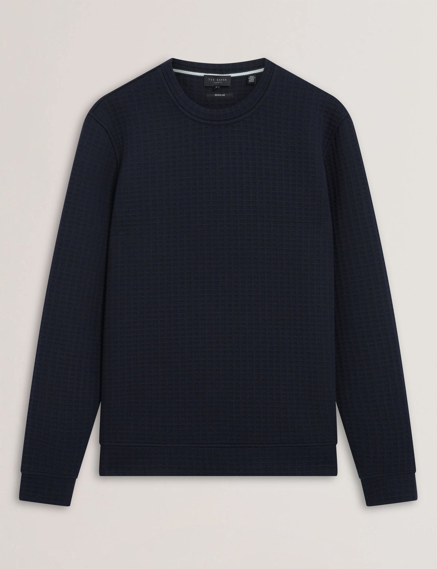 Ted Baker ORLAITE Waffle Knit Crew Neck Sweatshirt NAVY