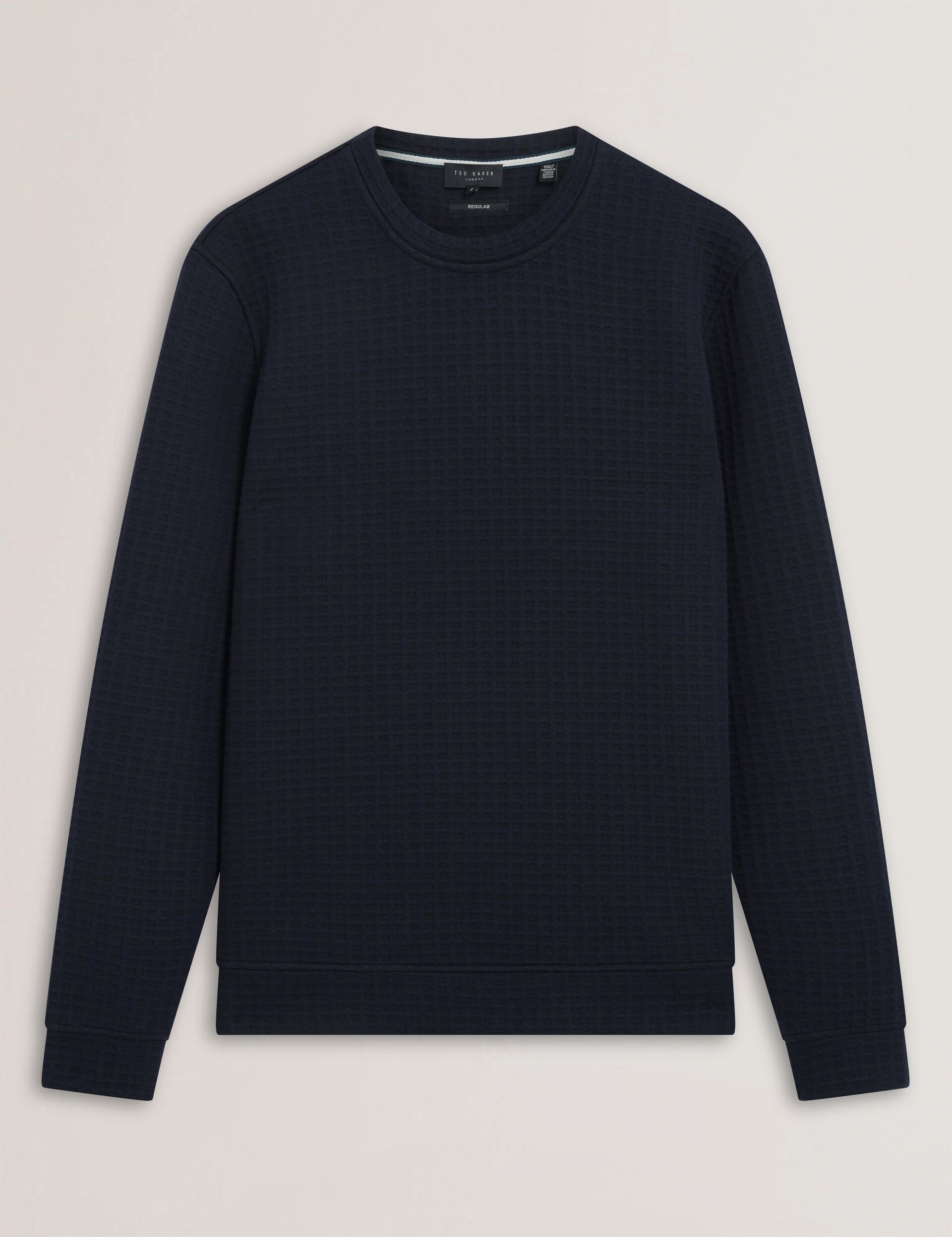 Ted Baker ORLAITE Waffle Knit Crew Neck Sweatshirt NAVY