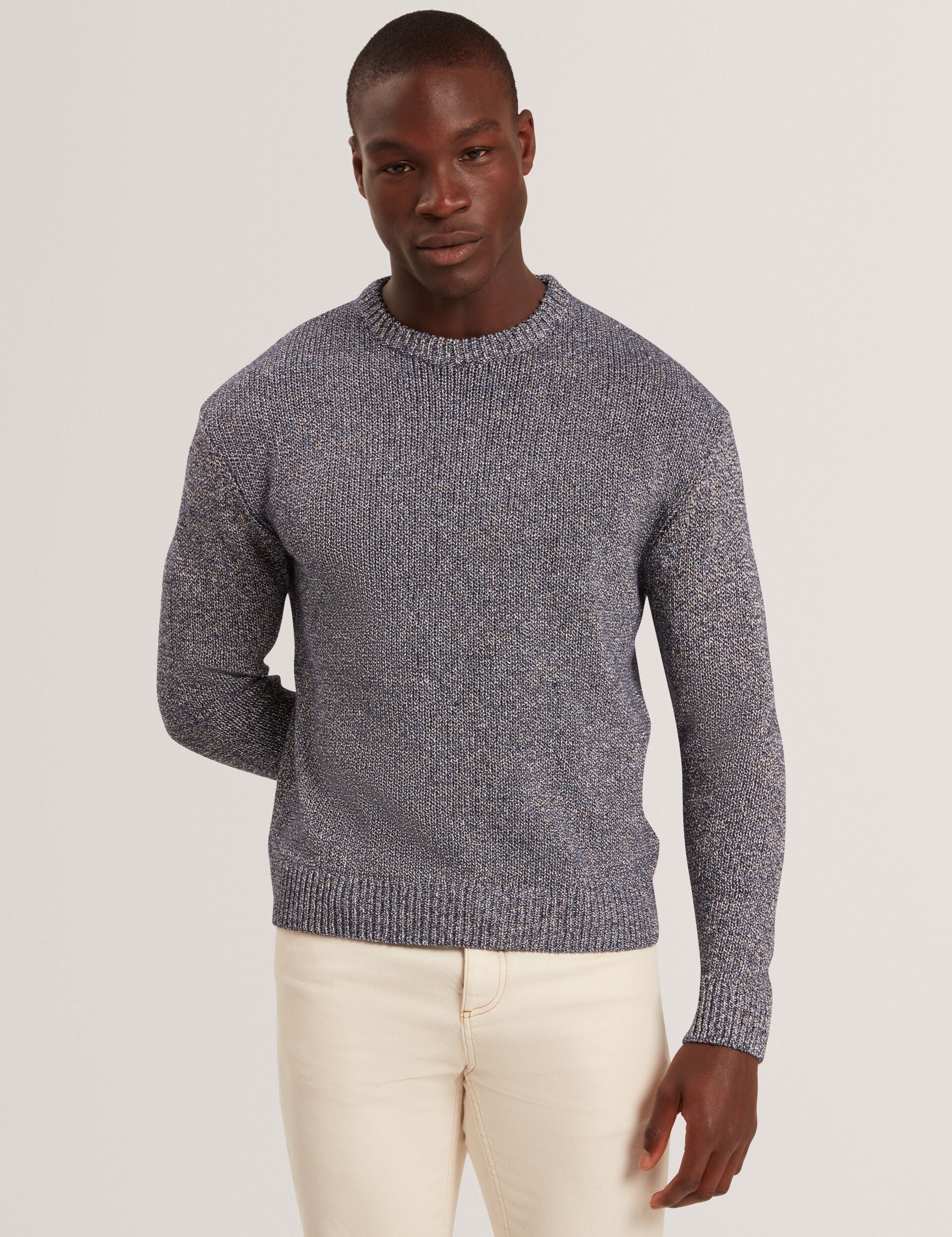 Ted Baker CHARLIZ Relaxed Fit Twist Weave Knitted Sweater NAVY