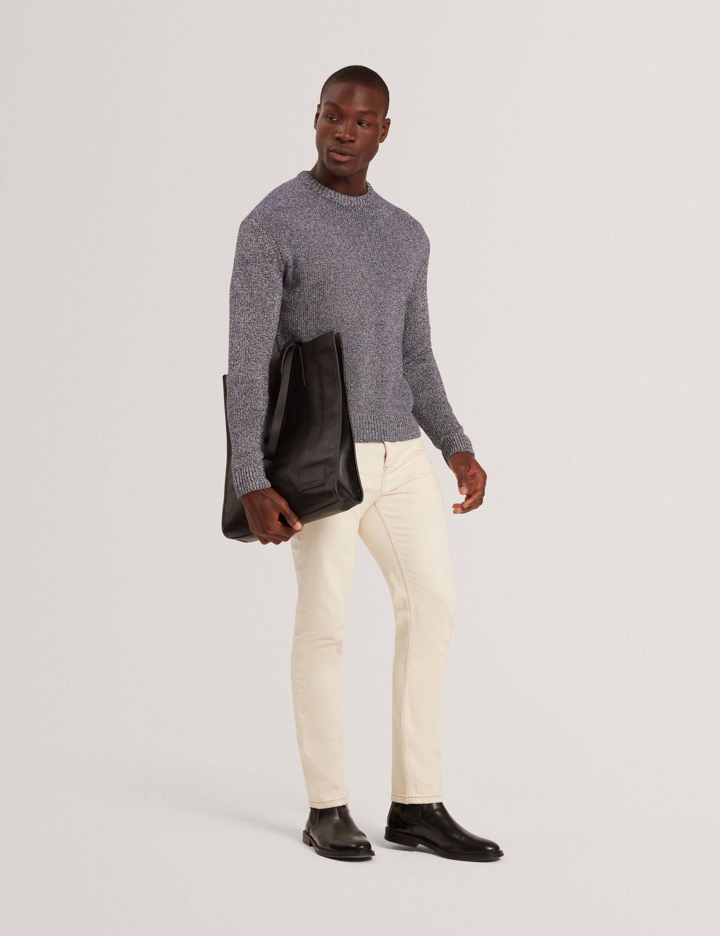 Ted Baker CHARLIZ Relaxed Fit Twist Weave Knitted Sweater NAVY