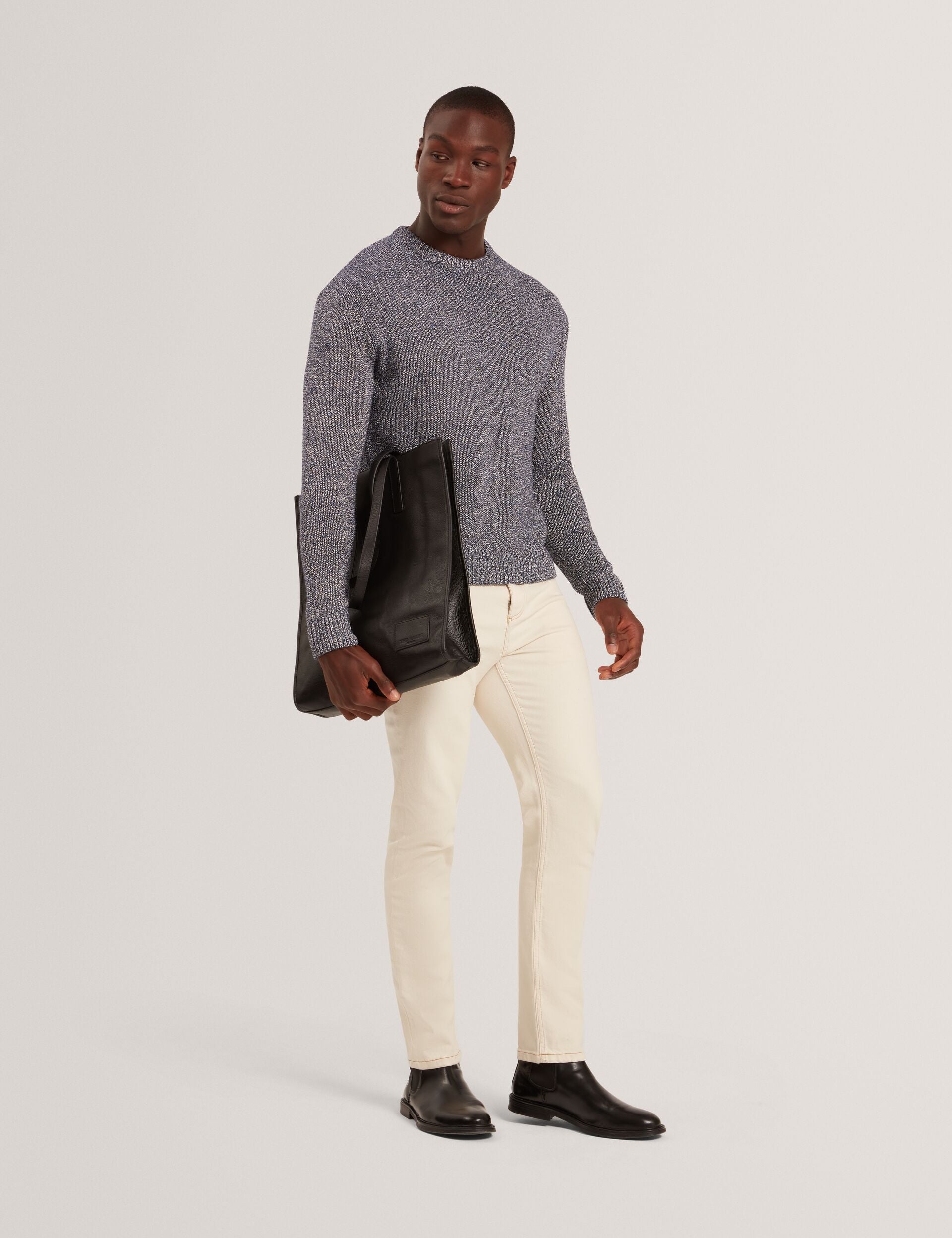 Ted Baker CHARLIZ Relaxed Fit Twist Weave Knitted Sweater NAVY