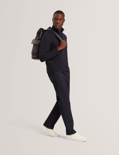 Ted Baker CAINDLE Waffle Knit Quarter Zip Sweatshirt NAVY