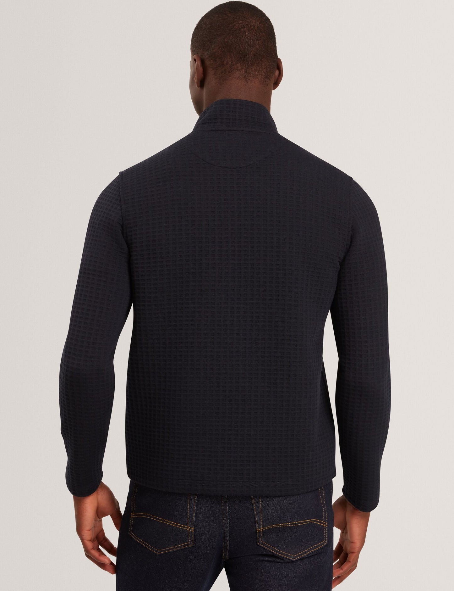 Ted Baker CAINDLE Waffle Knit Quarter Zip Sweatshirt NAVY