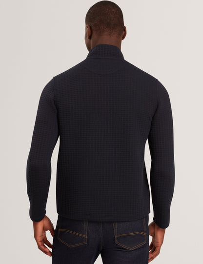 Ted Baker CAINDLE Waffle Knit Quarter Zip Sweatshirt NAVY